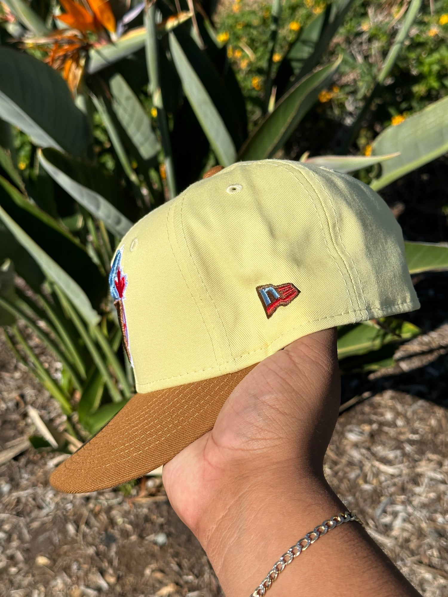 NEW ERA EXCLUSIVE 59FIFTY YELLOW/KHAKI TORONTO BLUEJAYS W/ 1991 ALL STAR GAME PATCH