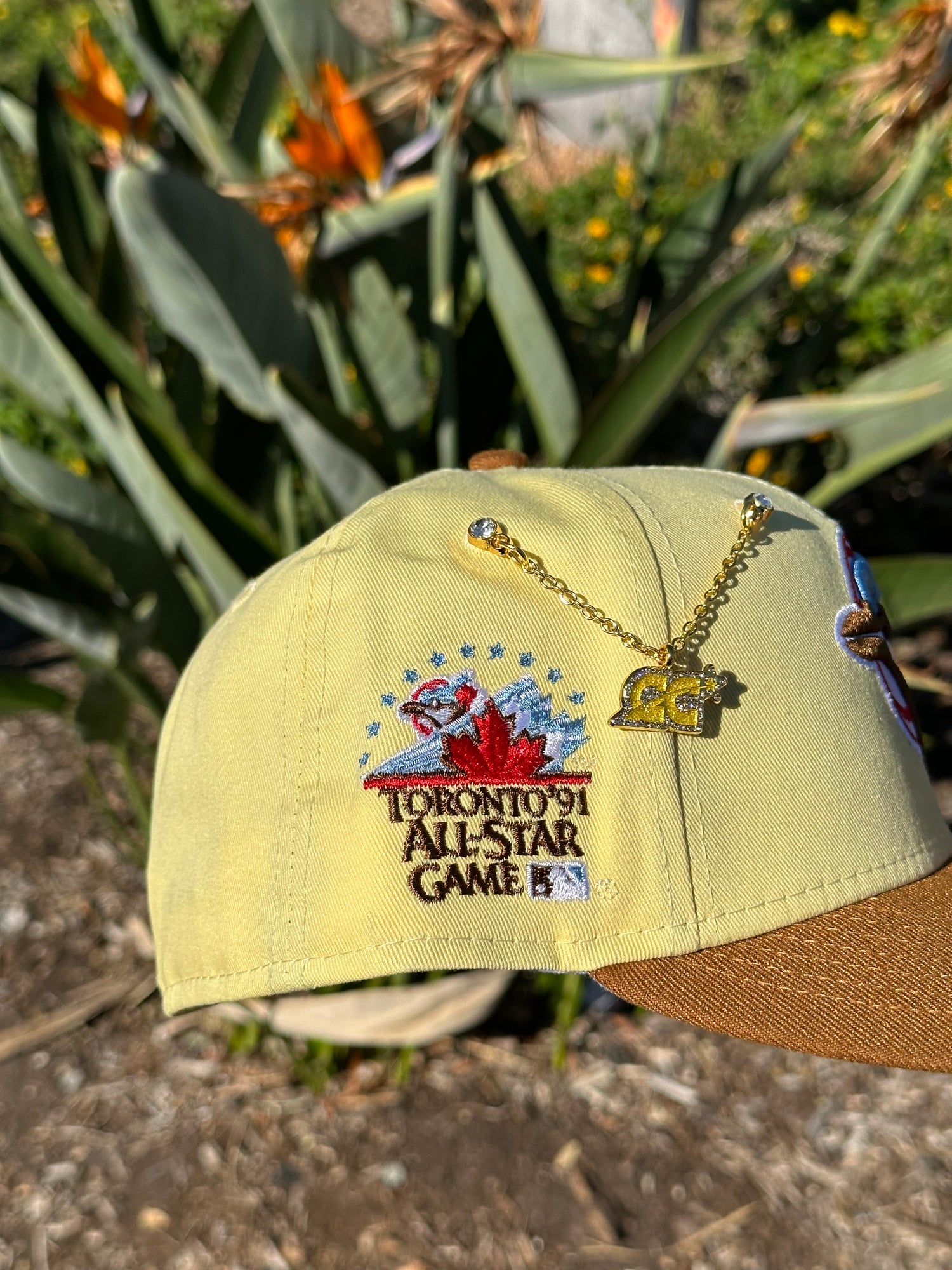 NEW ERA EXCLUSIVE 59FIFTY YELLOW/KHAKI TORONTO BLUEJAYS W/ 1991 ALL STAR GAME PATCH