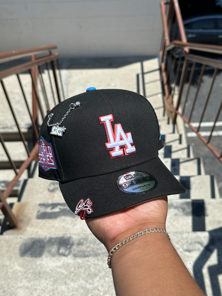 NEW ERA EXCLUSIVE 9FIFTY BLACK LOS ANGELES DODGERS SNAPBACK W/ 2020 WORLD SERIES PATCH (SOFT YELLOW UV)