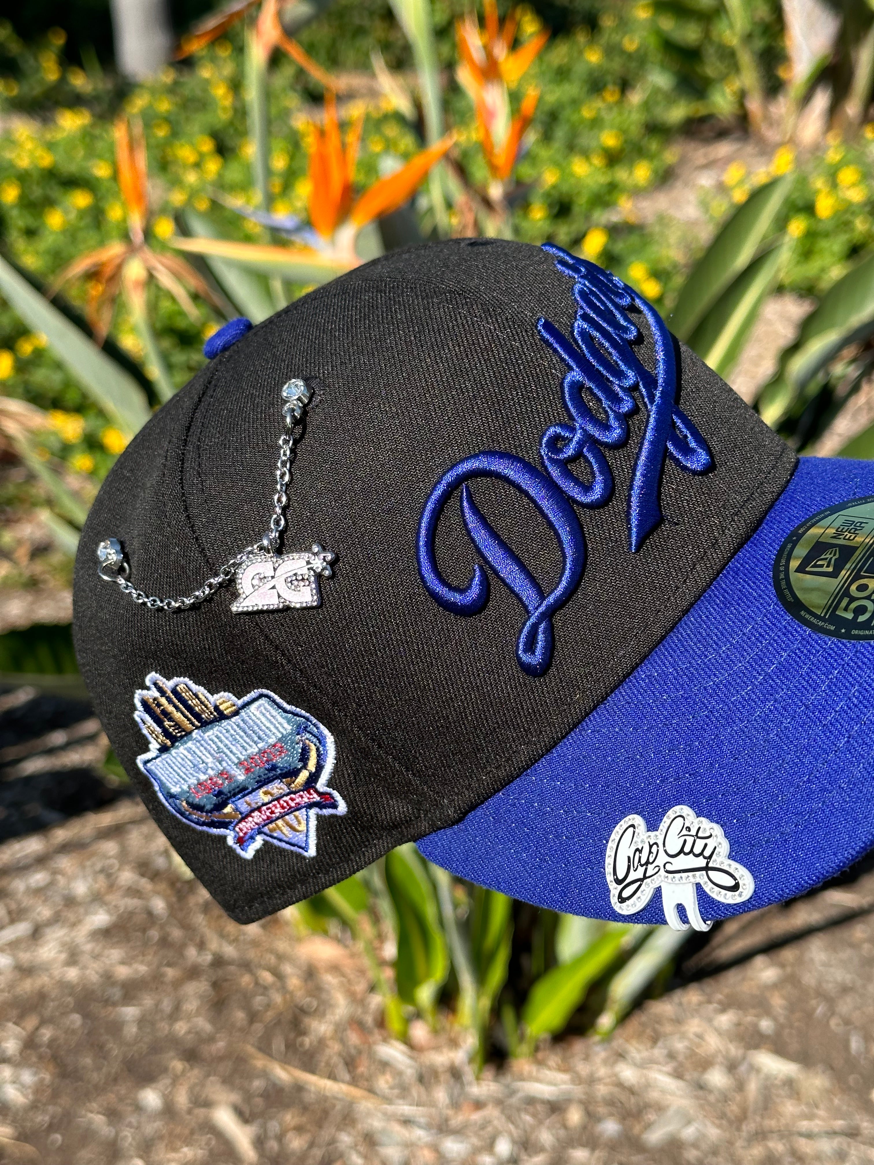 NEW ERA EXCLUSIVE 59FIFTY BLACK/BLUE LOS ANGELES DODGERS W/ 40TH ANNIVERSARY PATCH
