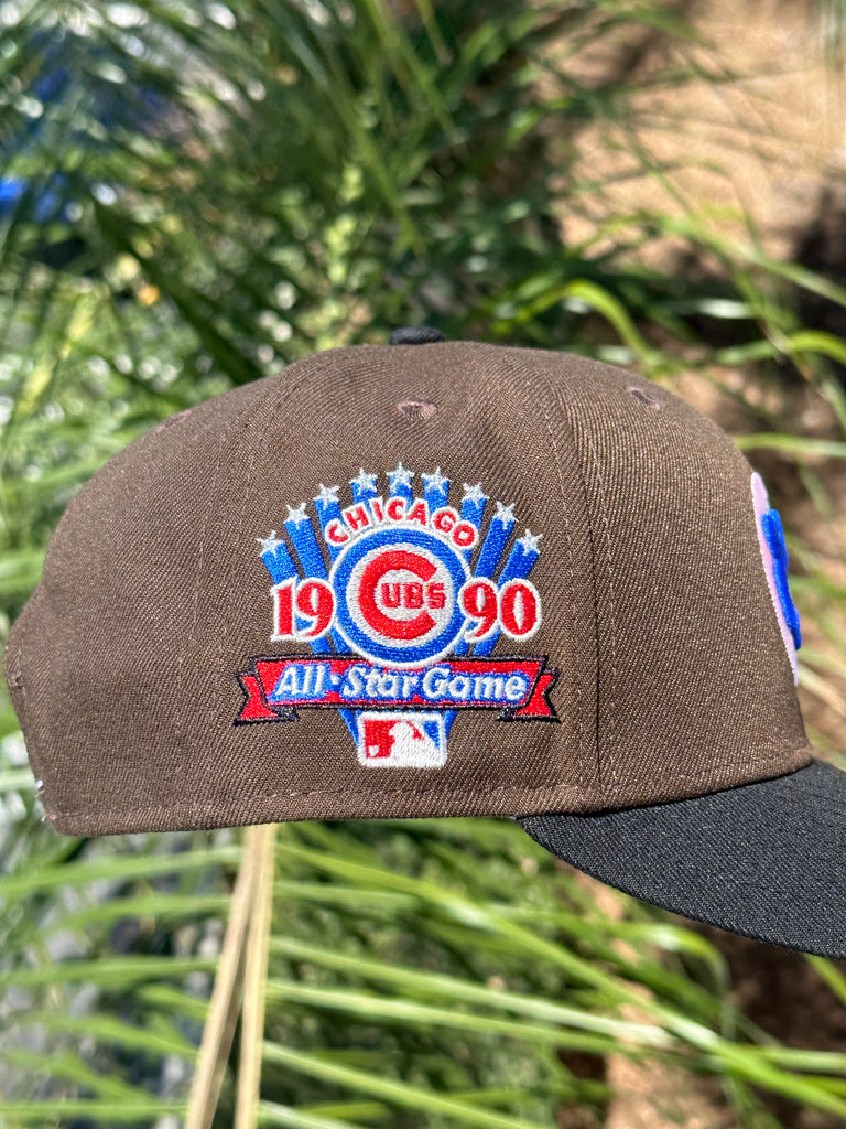 NEW ERA EXCLUSIVE 9FIFTY MOCHA/BLACK CHICAGO CUBS TWO TONE SNAPBACK W/ 1990 ALL STAR GAME PATCH (PINK UV)