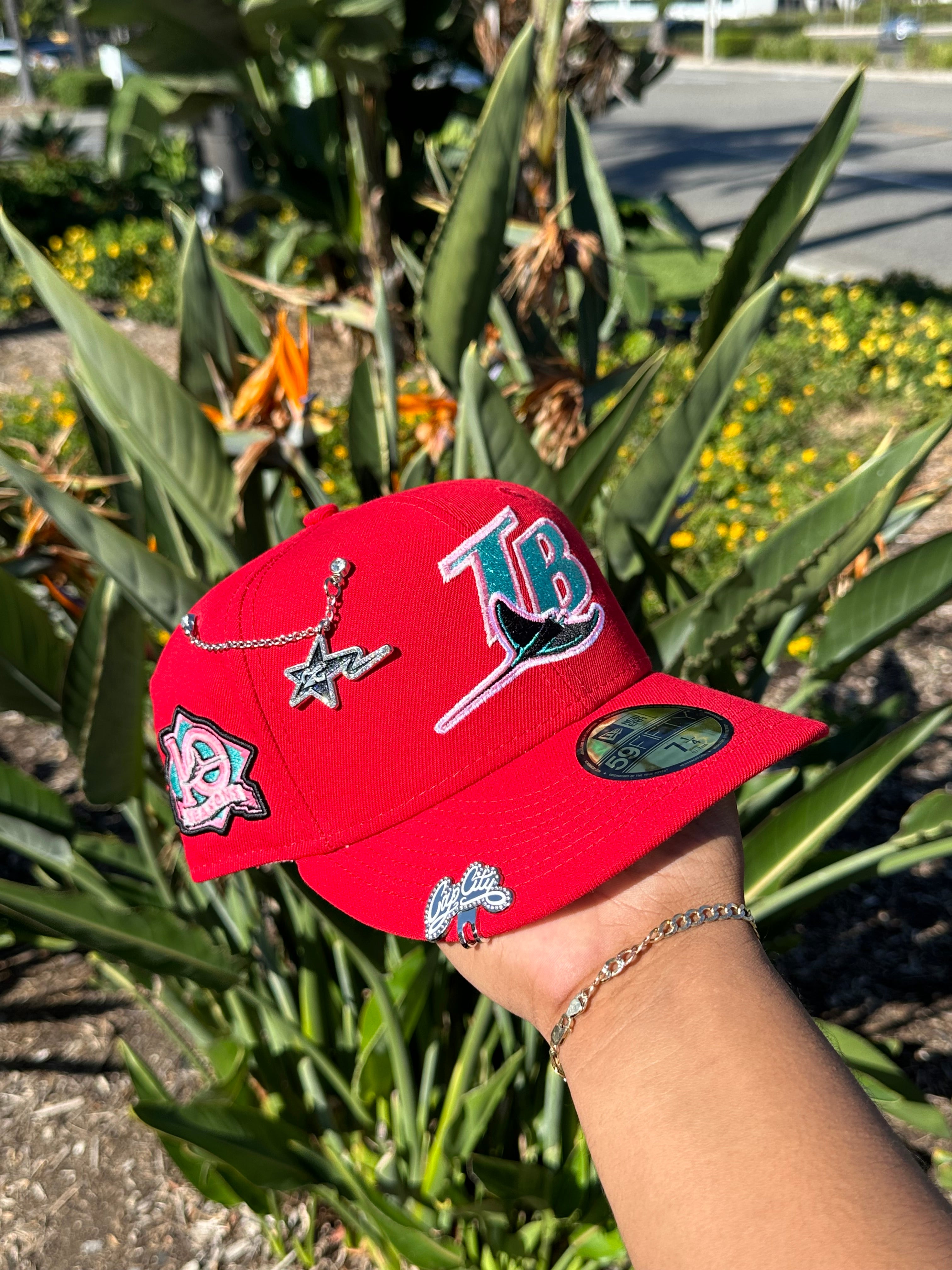 EXCLUSIVO NEW ERA 59FIFTY CERRADA RED TAMPA BAY RAYS CON PARCHE DEL 10.º ANIVERSARIO 