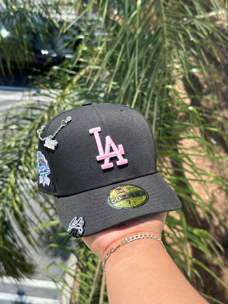 NEW ERA EXCLUSIVE 59FIFTY BLACK LOS ANGELES DODGERS W/ 100TH ANNIVERSARY SIDE PATCH (GREEN UV)