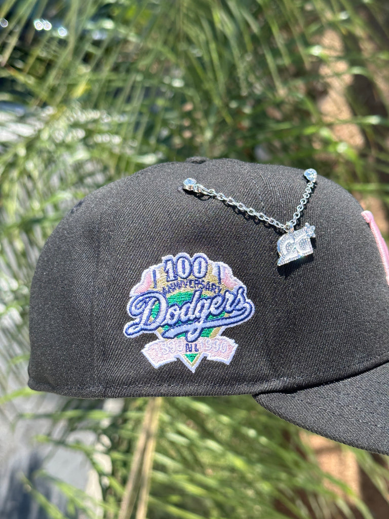 NEW ERA EXCLUSIVE 59FIFTY BLACK LOS ANGELES DODGERS W/ 100TH ANNIVERSARY SIDE PATCH (GREEN UV)