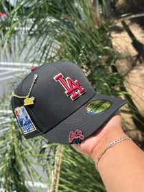 NEW ERA 59FIFTY BLACK LOS ANGELES DODGERS W/ 60TH ANNIVERSARY DODGER STADIUM SIDE PATCH (GREEN UV)