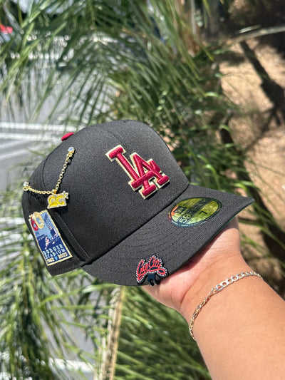 NEW ERA 59FIFTY BLACK LOS ANGELES DODGERS W/ 60TH ANNIVERSARY DODGER STADIUM SIDE PATCH (GREEN UV)