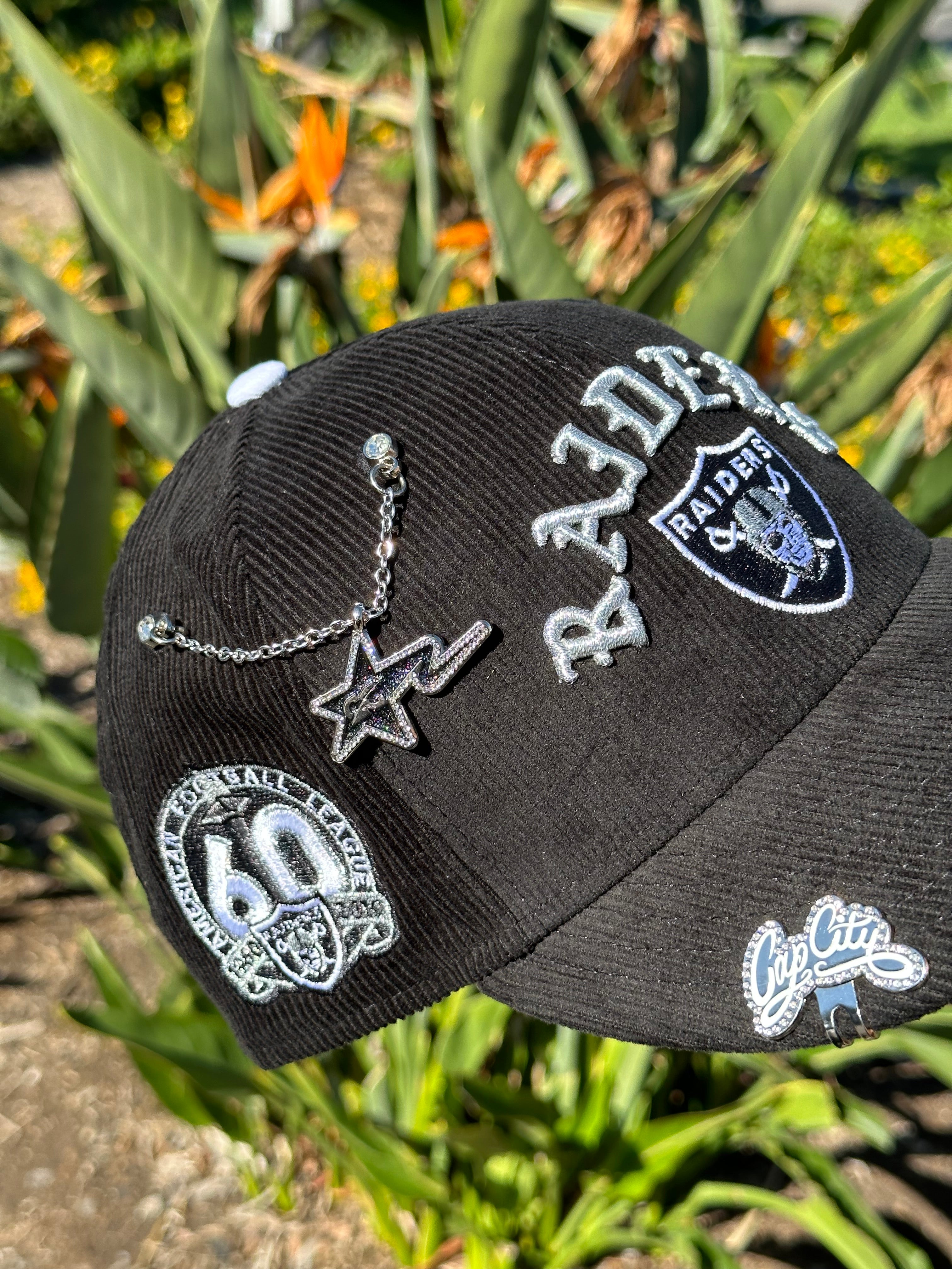 NEW ERA EXCLUSIVE 59FIFTY BLACK CORDUROY LAS VEGAS RAIDERS W/ 60TH ANNIVERSARY
