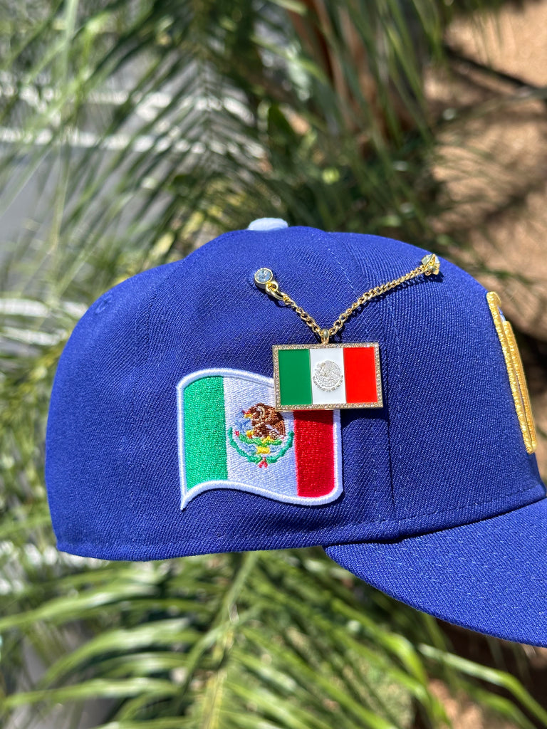 NEW ERA EXCLUSIVE 59FIFTY BLUE MEXICO W/ MEXICO FLAG SIDE PATCH (GREY UV)