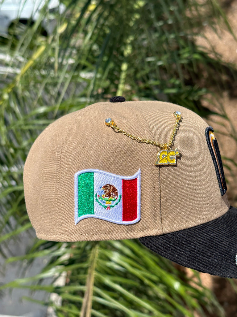NEW ERA EXCLUSIVE 9FIFTY KHAKI/CORDUROY MEXICO TWO TONE SNAPBACK W/ MEXICO FLAG SIDE PATCH (GREEN UV)