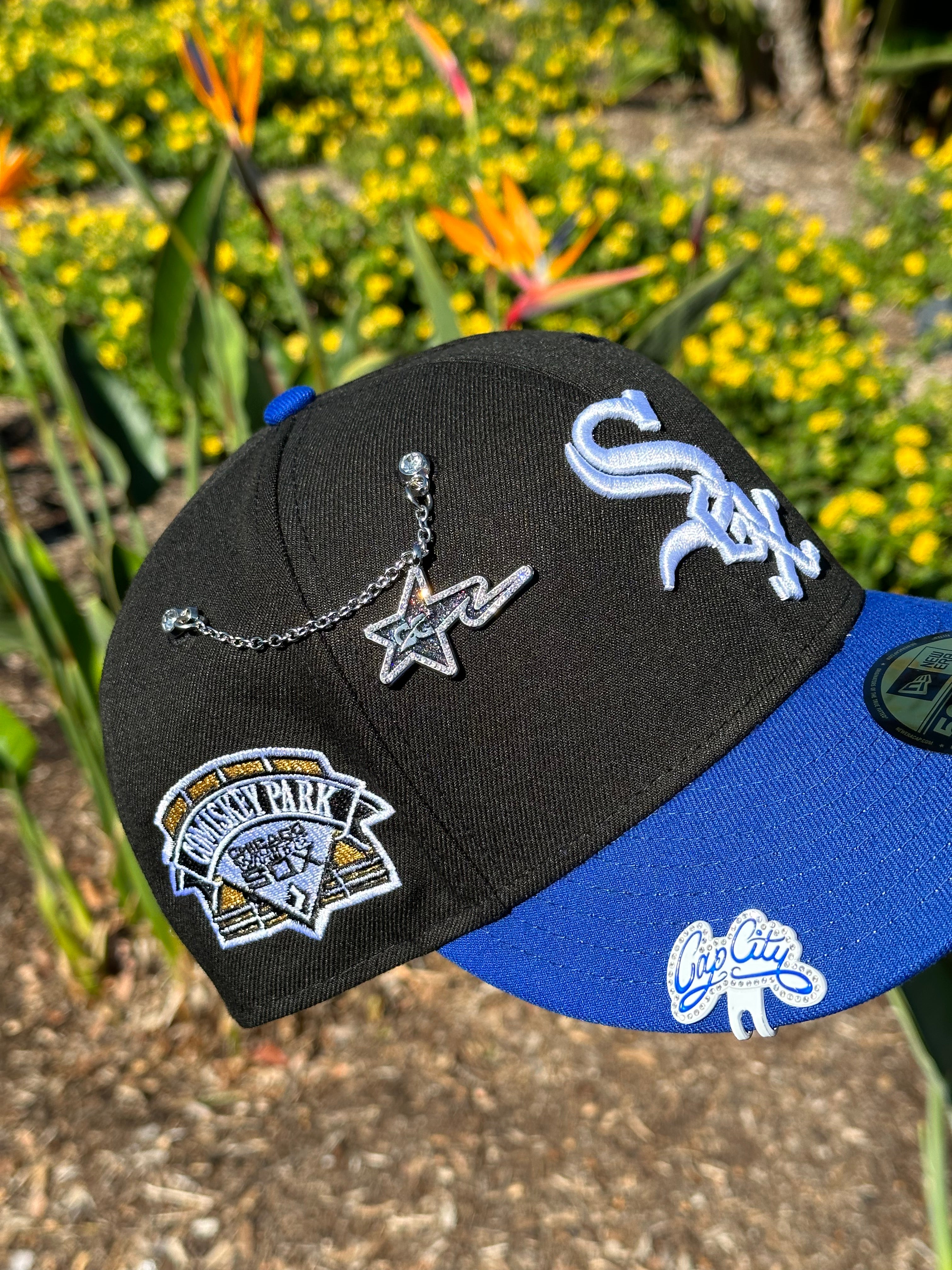 NEW ERA EXCLUSIVE 59FIFTY BLACK/BLUE CHICAGO WHITE SOX W/ COMISKEY PARK SIDE PATCH