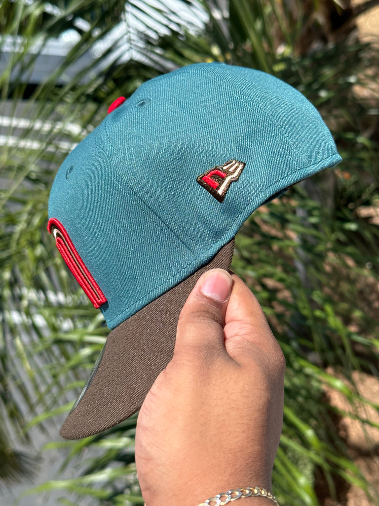 NEW ERA EXCLUSIVE 9FIFTY PINE GREEN/WALNUT MEXICO TWO TONE SNAPBACK W/ AZTEC SIDE PATCH (RED UV)