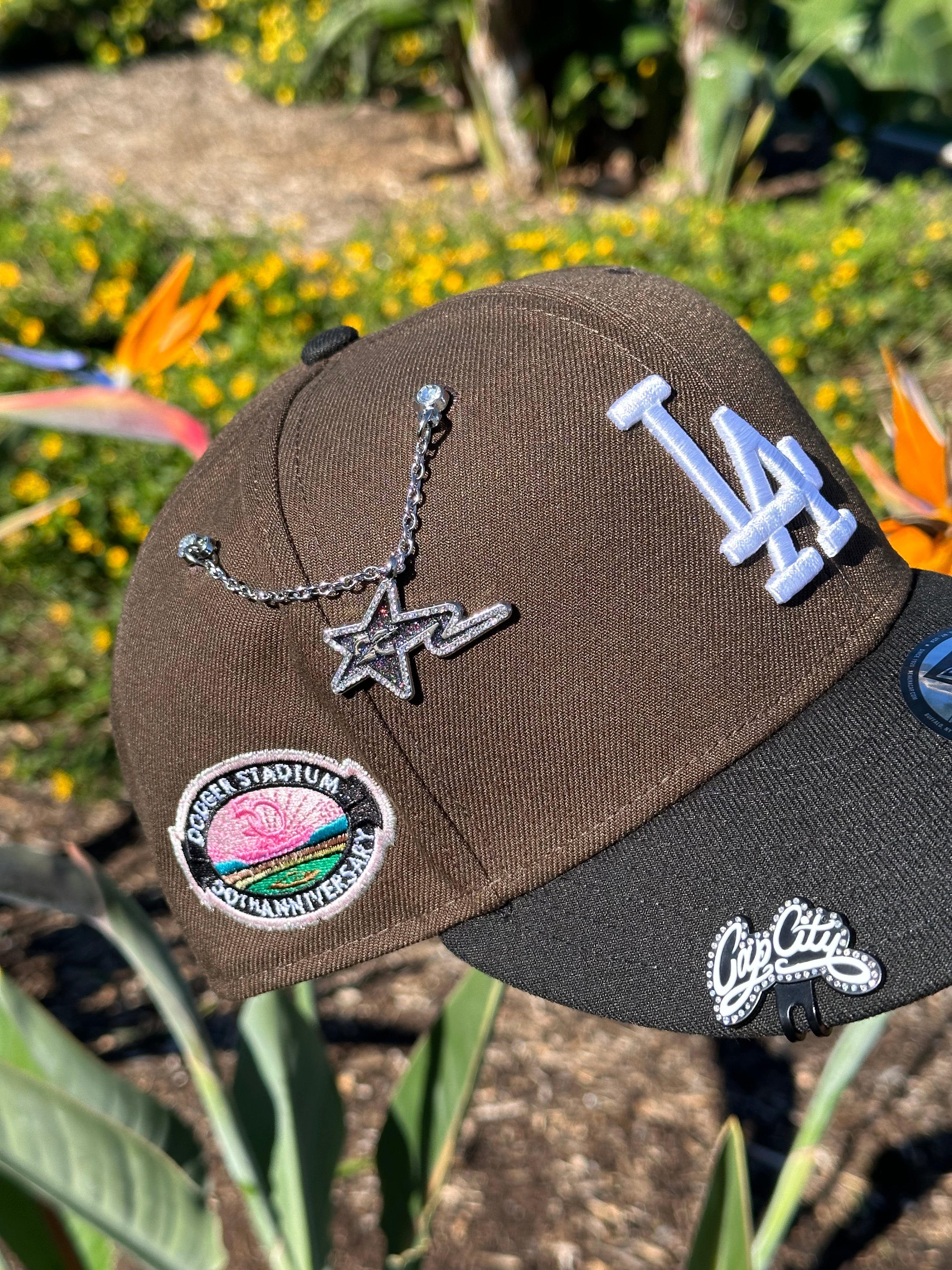 NEW ERA EXCLUSIVE 9FIFTY MOCHA/BLACK LOS ANGELES DODGERS SNAPBACK W/ 50TH ANNIVERSARY PATCH