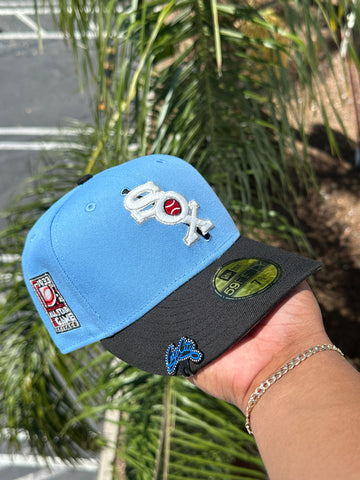 NEW ERA EXCLUSIVE 59FIFTY SKY BLUE/BLACK CHICAGO WHITE SOX W/ 1933 ALL STAR GAME SIDE PATCH (GREY UV) VERY LIMITED