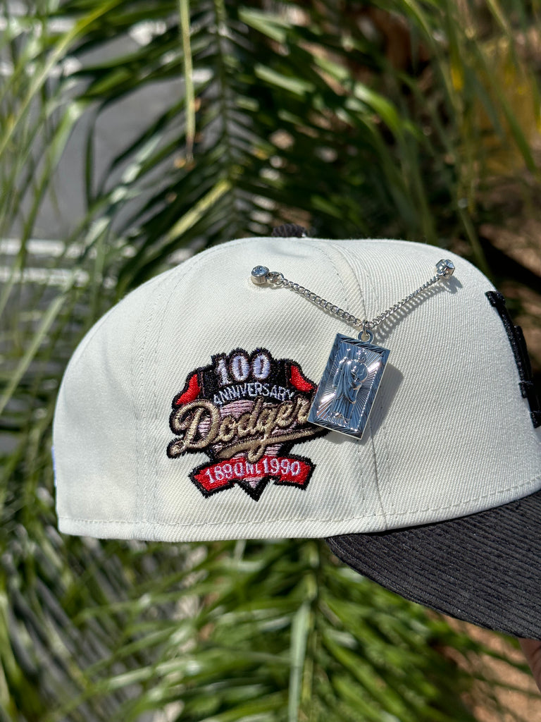 NEW ERA EXCLUSIVE 59FIFTY CHROME WHITE/CORDUROY LOS ANGELES DODGERS W/ 100TH ANNIVERSARY PATCH (RED UV) VERY LIMITED