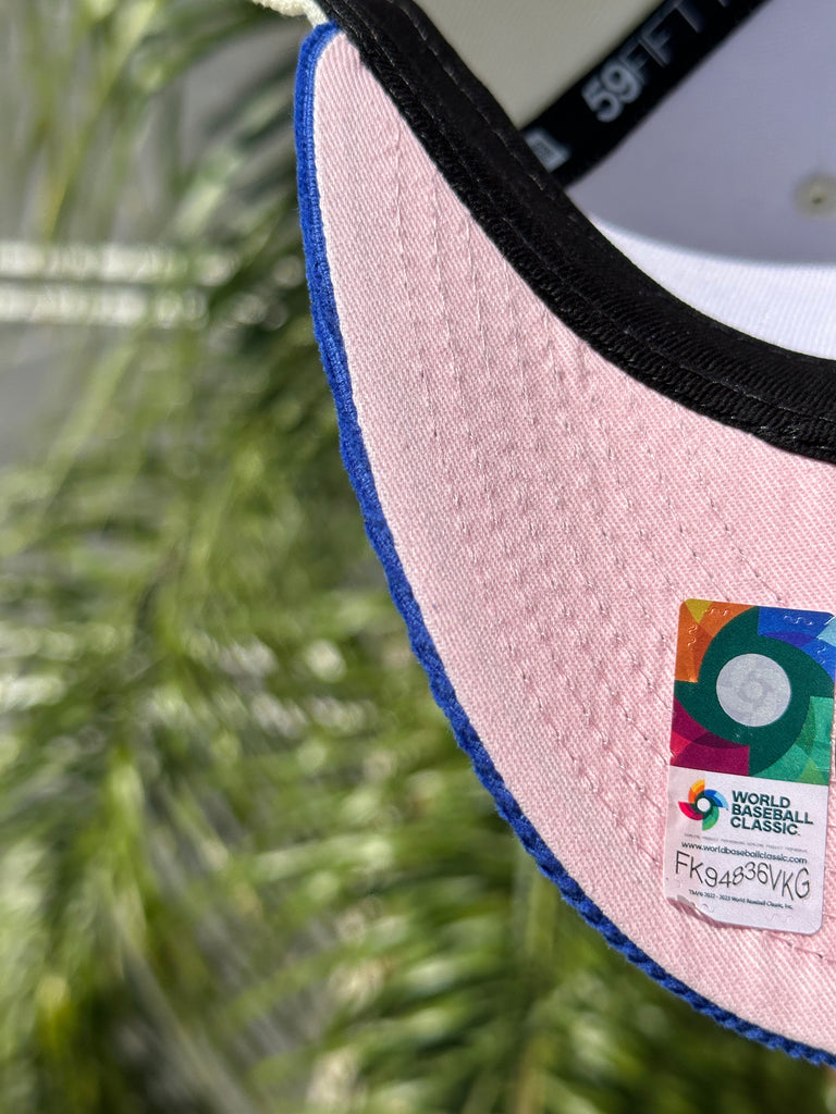 NEW ERA EXCLUSIVE 59FIFTY CHROME WHITE/BLUE CORDUROY MEXICO TWO TONE W/ MEXICO SIDE PATCH (PINK UV) VERY LIMITED