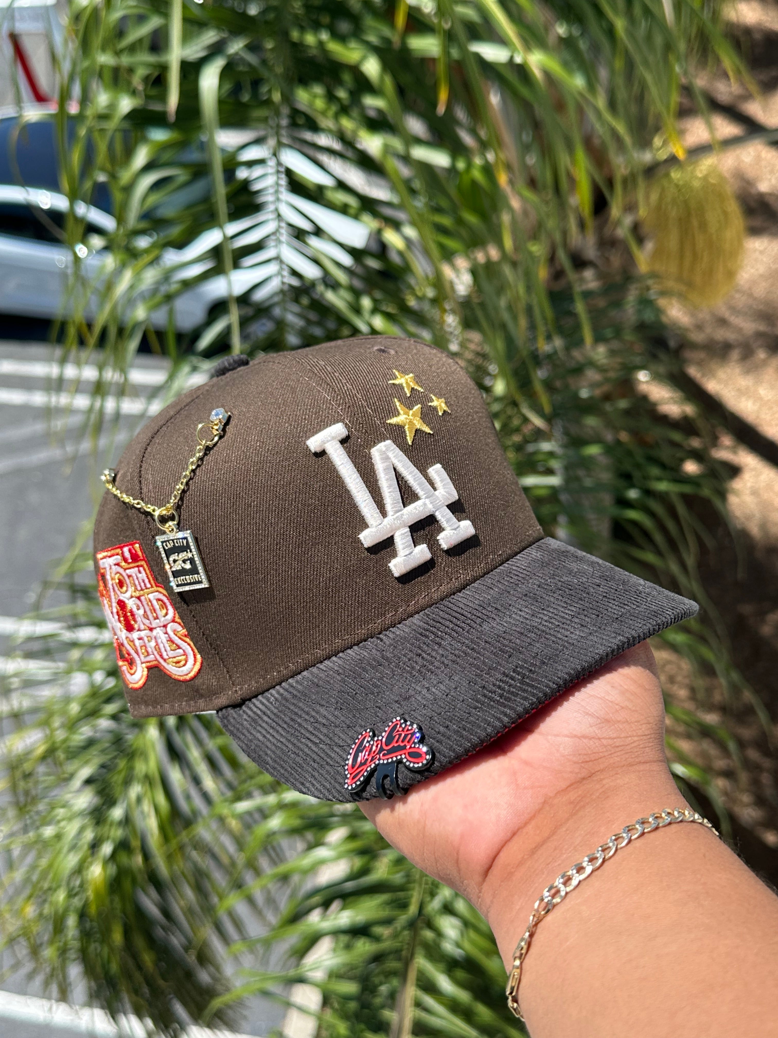 NEW ERA EXCLUSIVE 59FIFTY MOCHA/CORDUROY LOS ANGELES DODGERS W/ 75TH WORLD SERIES SIDE PATCH