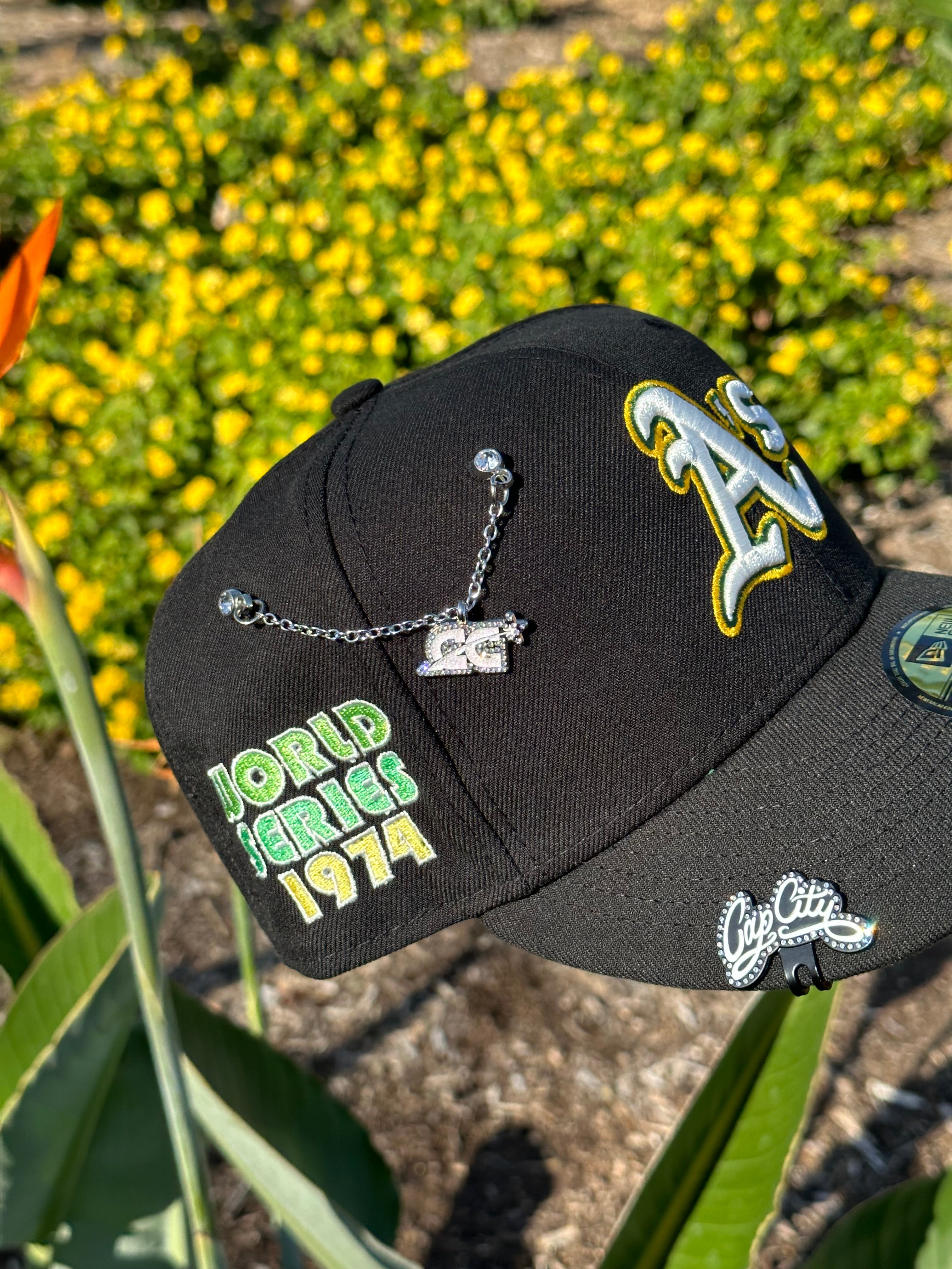 NEW ERA EXCLUSIVE 59FIFTY BLACK OAKLAND A'S W/ 1974 WORLD SERIES SIDE PATCH