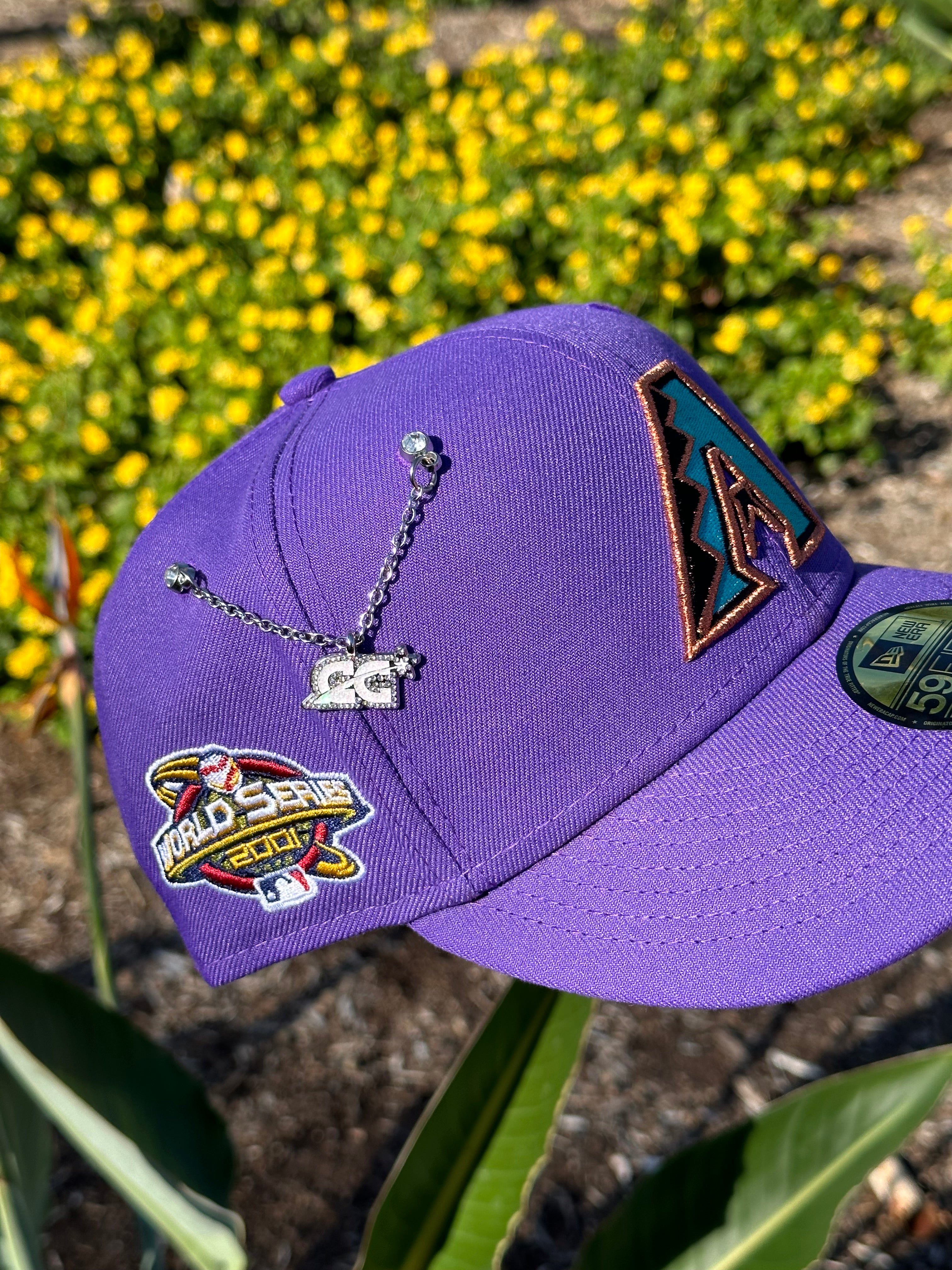 EXCLUSIVO DE NEW ERA 59FIFTY PURPLE ARIZONA DIAMONDBACKS CON PARCHE LATERAL DE LA SERIE MUNDIAL 2001 