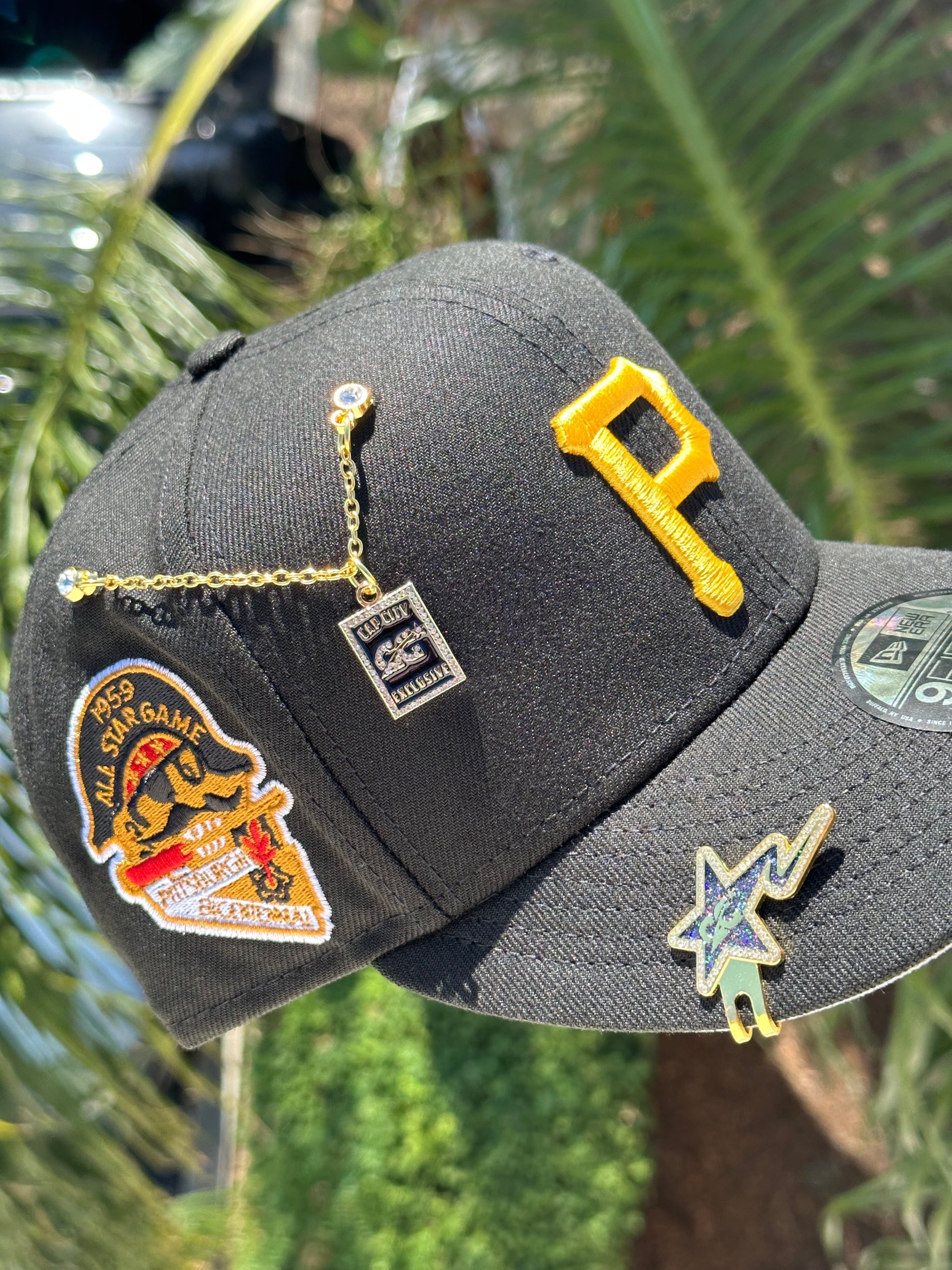 NEW ERA EXCLUSIVE 9FIFTY BLACK PITTSBURGH PIRATES SNAPBACK W/ 1959 ALL STAR GAME SIDE PATCH