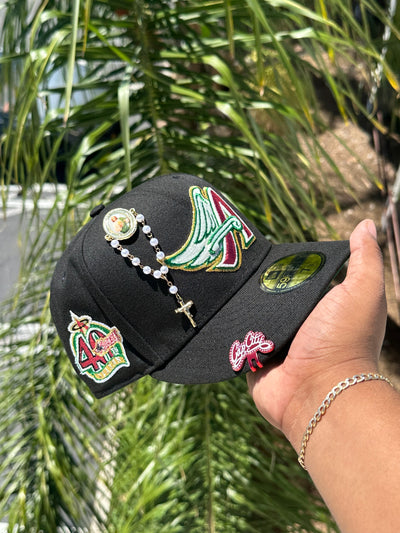 NEW ERA EXCLUSIVE 59FIFTY BLACK ANAHEIM ANGELS W/ 40TH ANNIVERSARY SIDEPATCH (GREEN UV) VERY LIMITED
