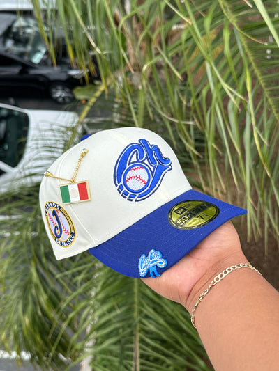NEW ERA EXCLUSIVE 59FIFTY CHROME WHITE/BLUE CHARROS DE JALISCO W/ 