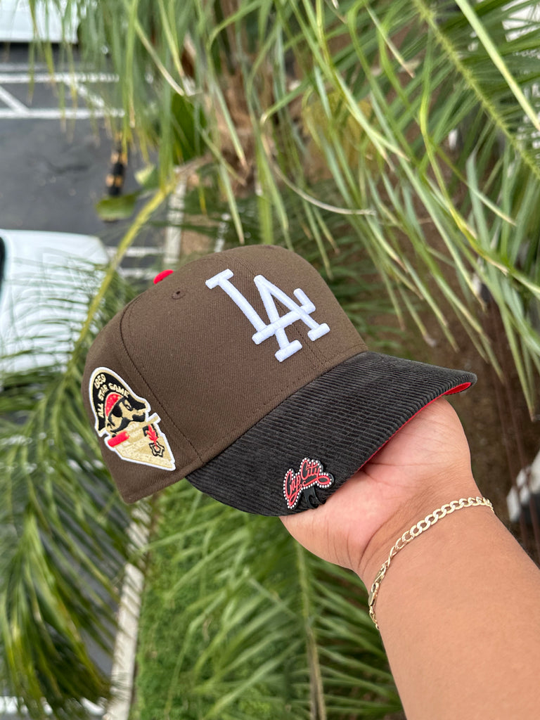NEW ERA EXCLUSIVE 59FIFTY MOCHA/CORDUROY LOS ANGELES DODGERS W/ 1959 ALL STAR GAME PATCH (RED UV) VERY LIMITED