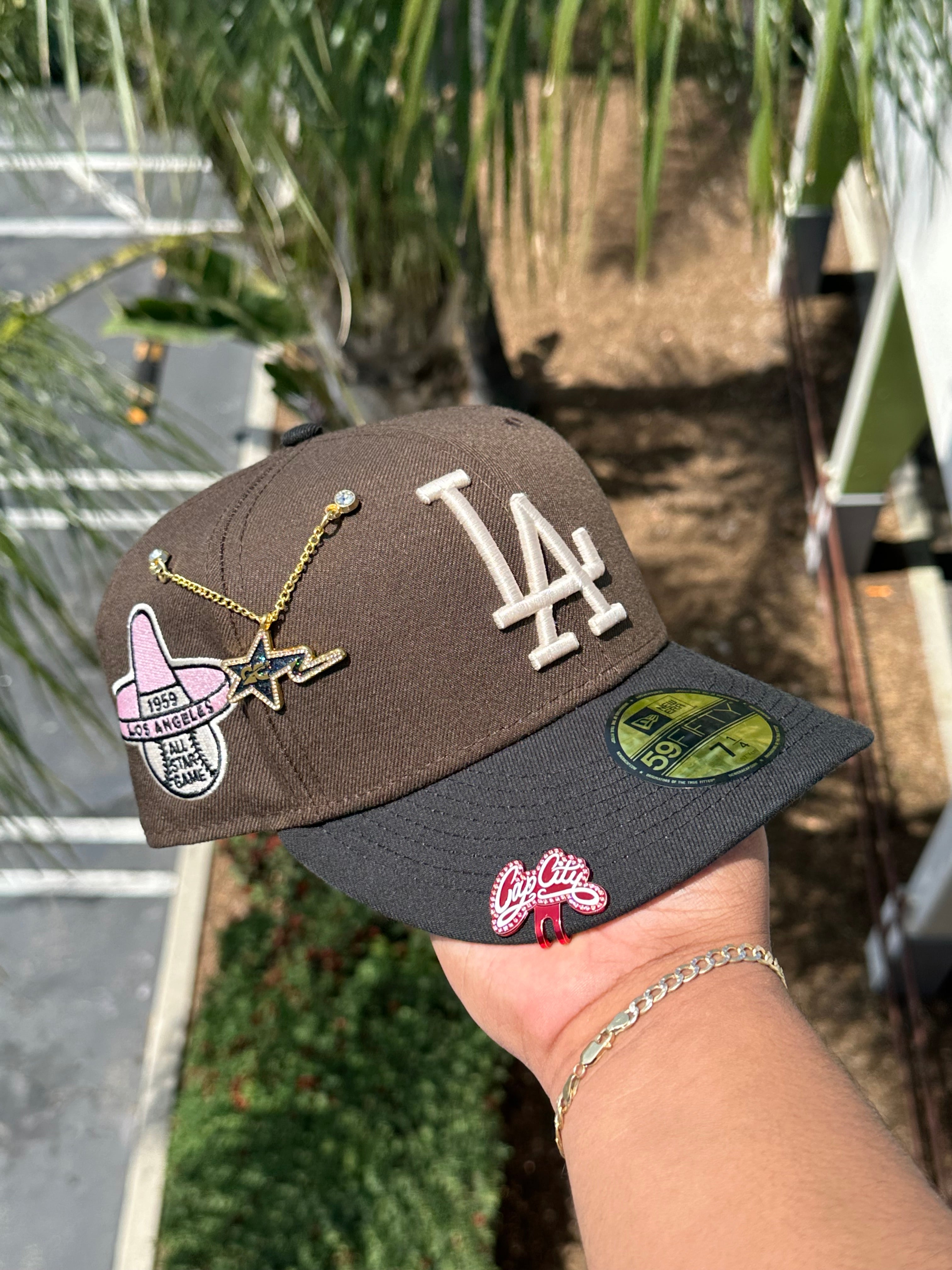 NEW ERA EXCLUSIVE 59FIFTY MOCHA/BLACK LOS ANGELES DODGERS W/ 1959 ALL STAR GAME PATCH