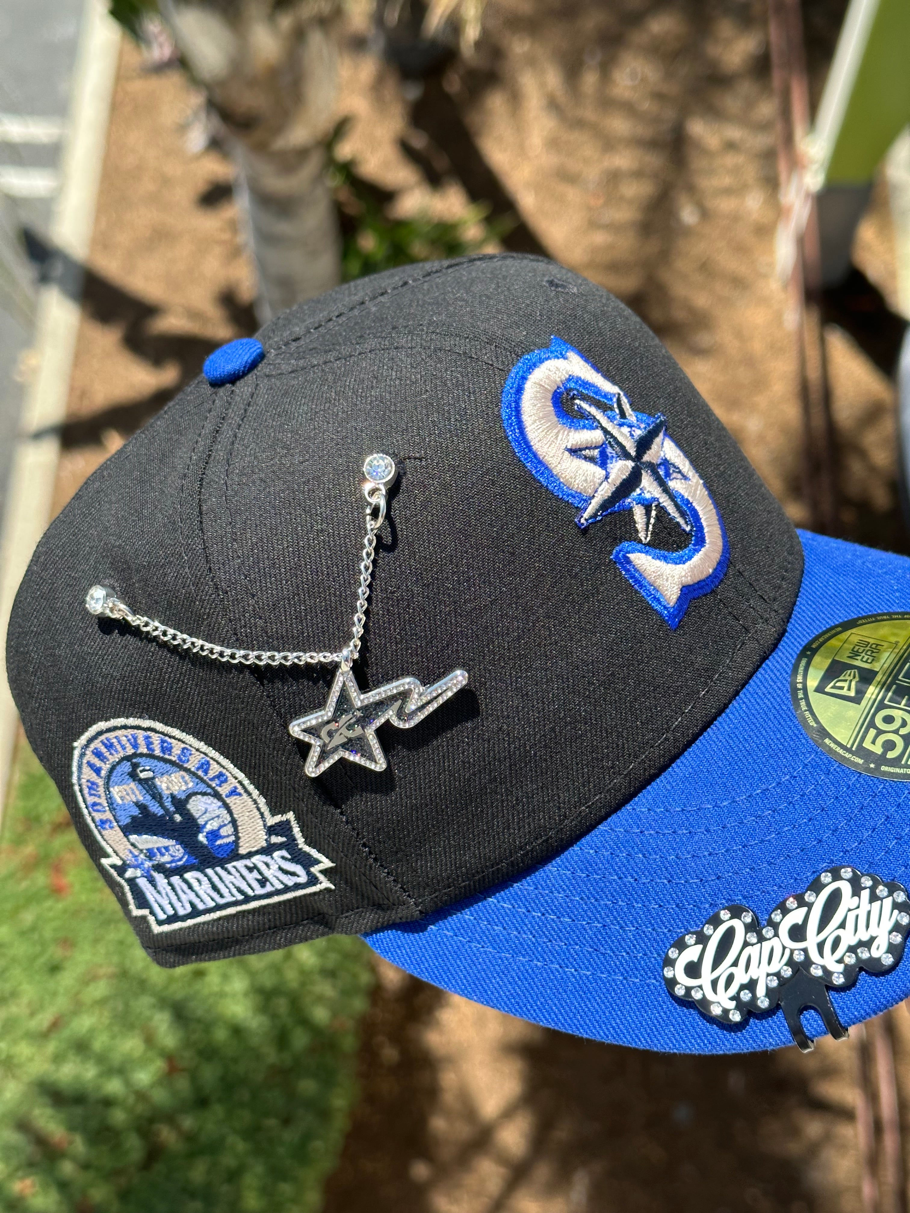 NEW ERA EXCLUSIVO 59FIFTY NEGRO/AZUL SEATTLE MARINERS CON PARCHE DEL 30 ANIVERSARIO 