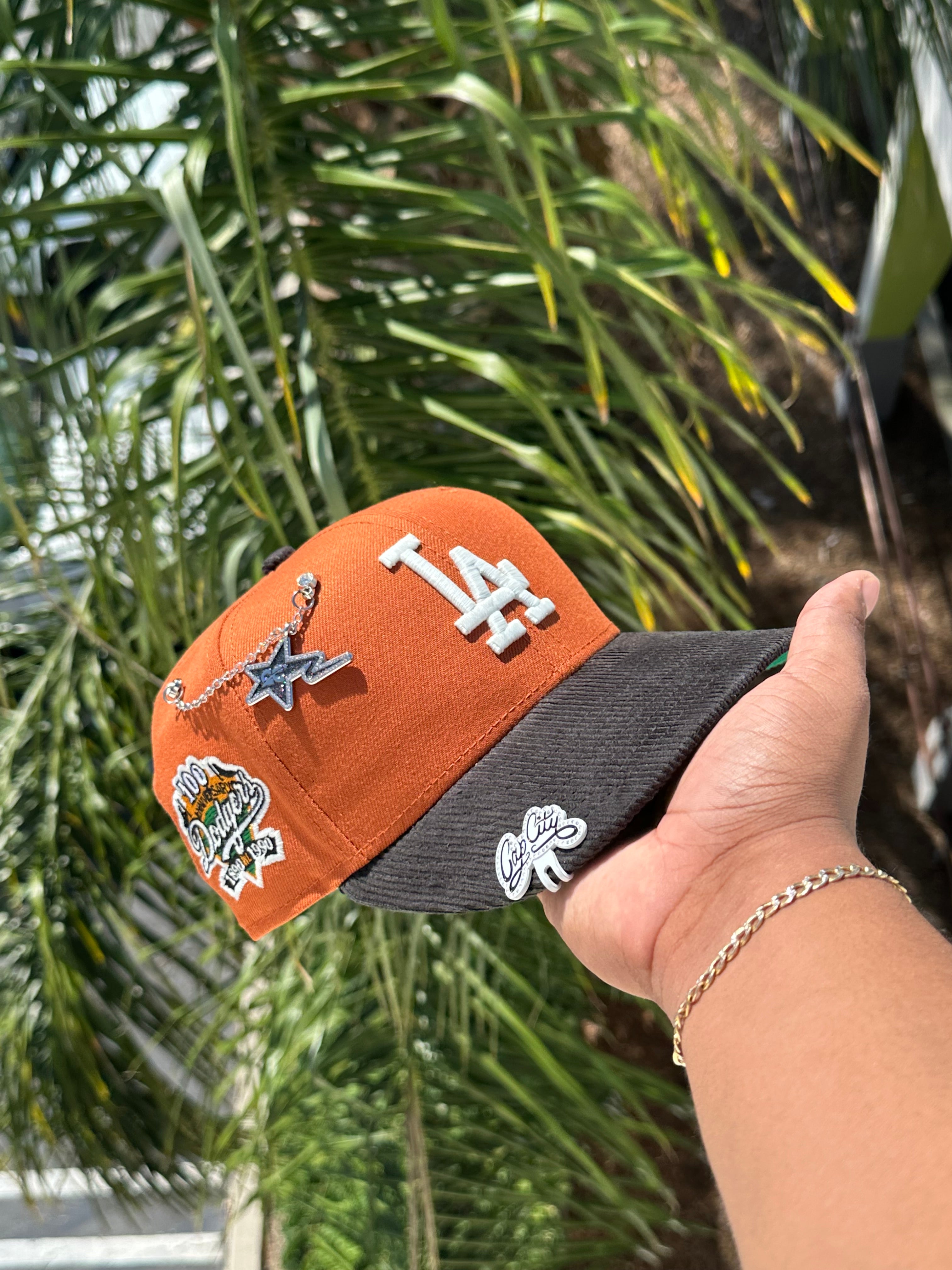 NEW ERA EXCLUSIVE 59FIFTY RUST/CORDUROY LOS ANGELES DODGERS W/ 100TH ANNIVERSARY PATCH