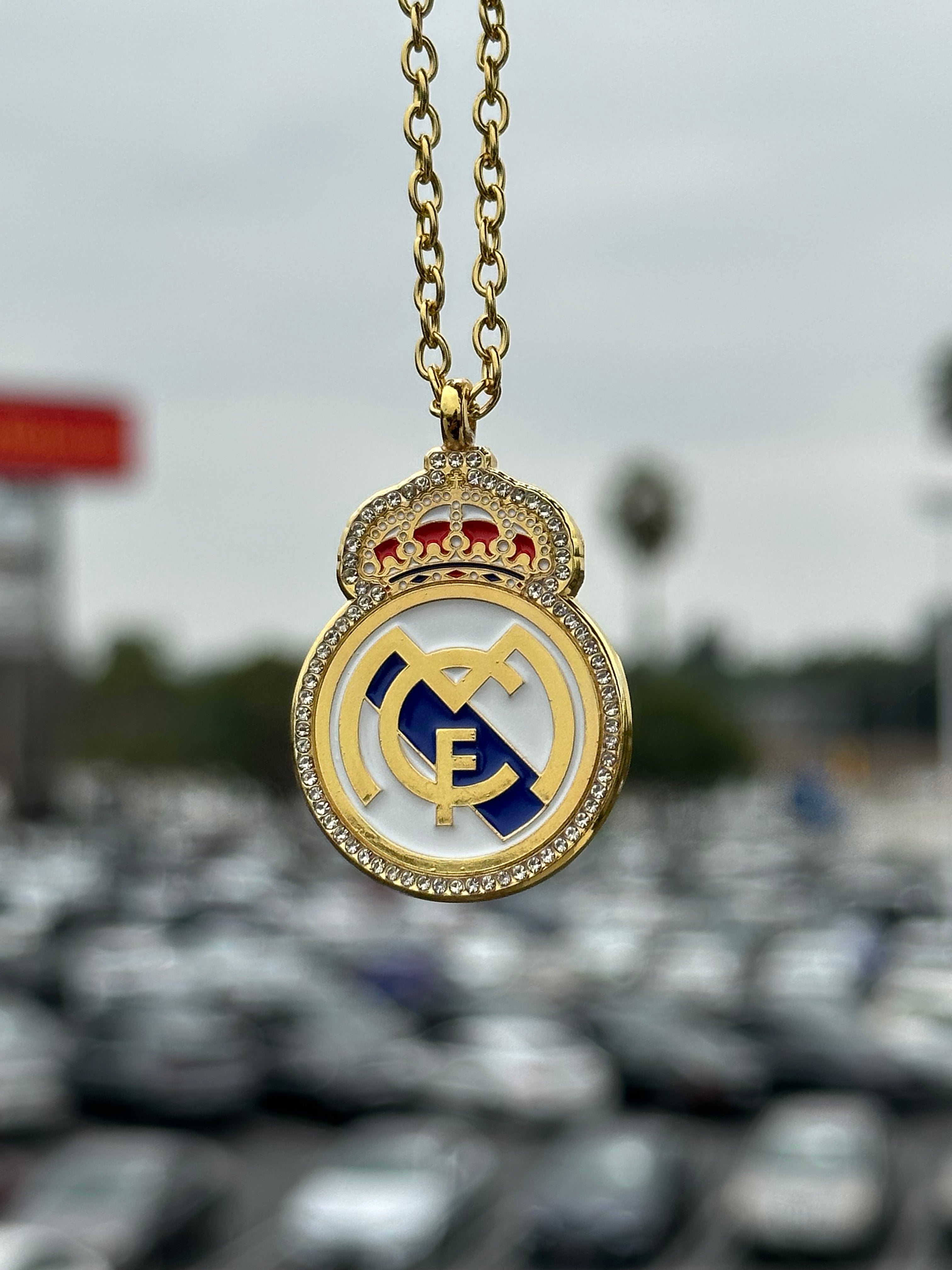 GOLD "REAL MADRID" ICED OUT CHAIN W/ RHINESTONES