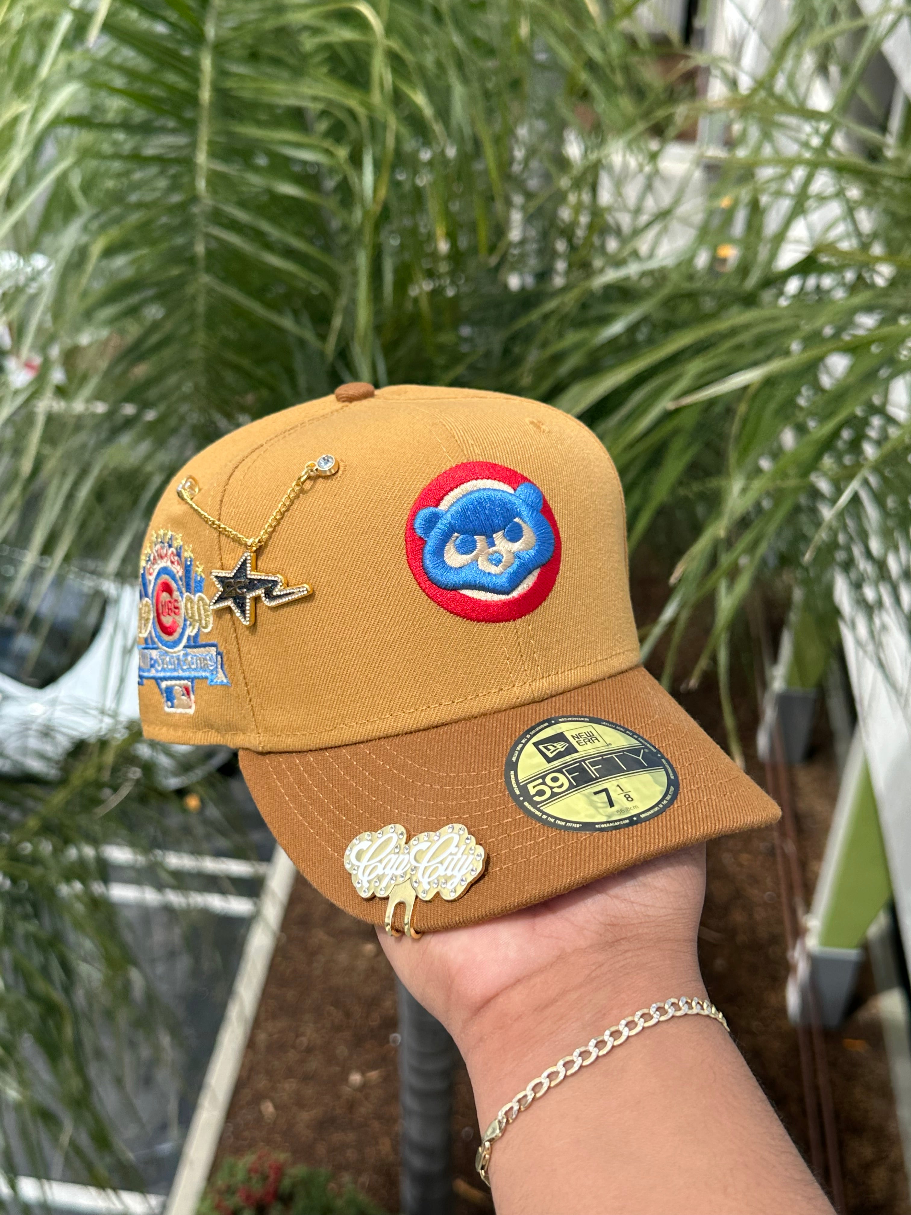 NEW ERA EXCLUSIVE 59FIFTY TAN/KHAKI CHICAGO CUBS W/ 1990 ALL STAR GAME PATCH