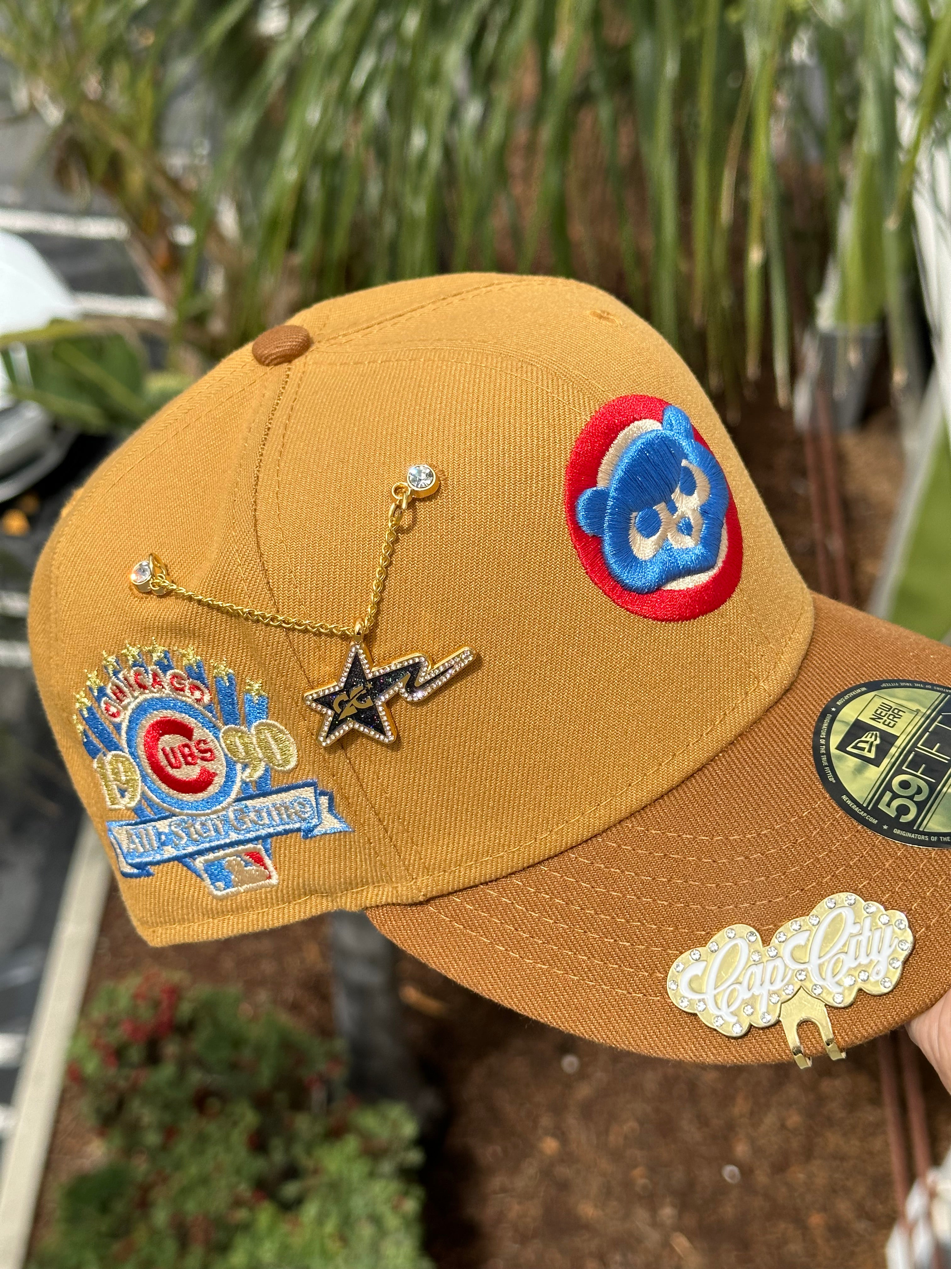 NEW ERA EXCLUSIVE 59FIFTY TAN/KHAKI CHICAGO CUBS W/ 1990 ALL STAR GAME PATCH