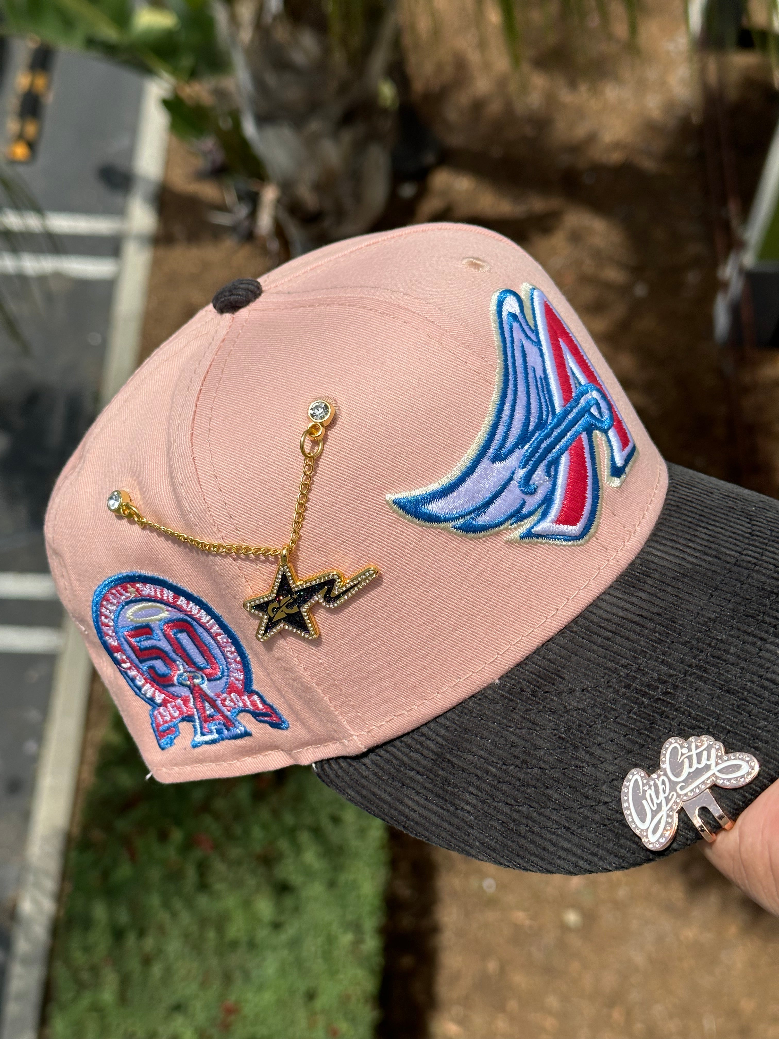 NEW ERA EXCLUSIVE 59FIFTY BLUSH/CORDUROY ANAHEIM ANGELS W/ 50TH ANNIVERSARY PATCH