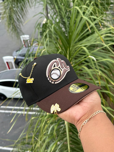 NEW ERA EXCLUSIVE 59FIFTY BLACK/WALNUT CHARROS DE JALISCO TWO TONE (SOFT BROWN UV)