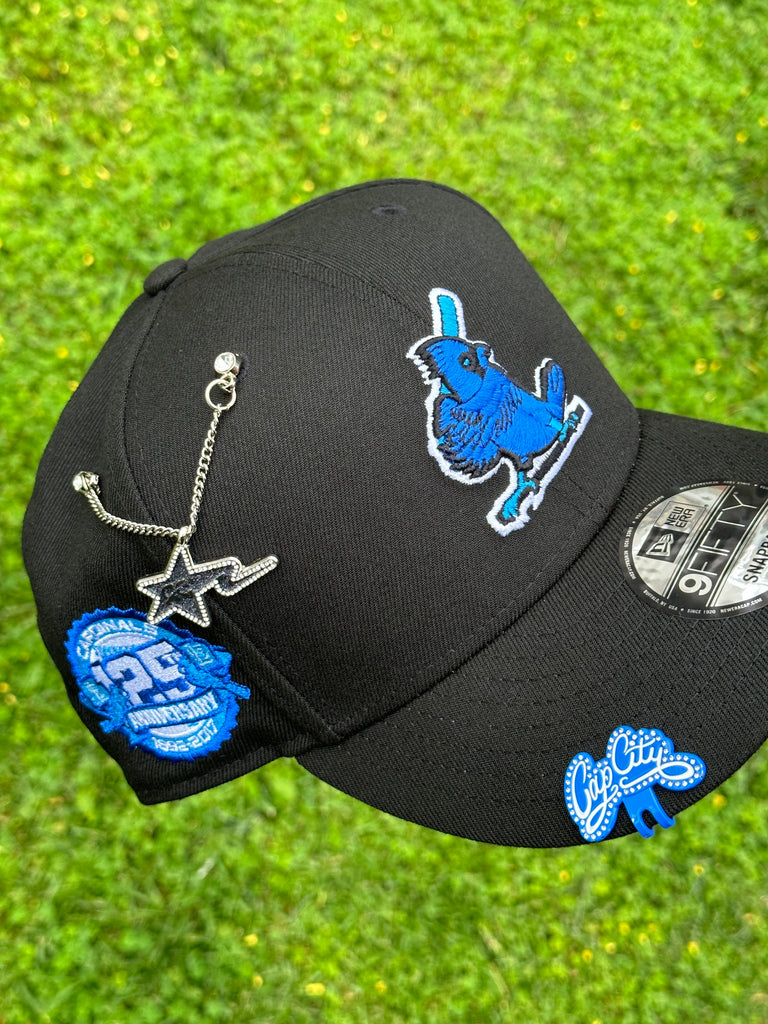 NEW ERA EXCLUSIVE 9FIFTY BLACK ST LOUIS CARDINALS SNAPBACK W/ 125TH ANNIVERSARY PATCH (BLUE UV)