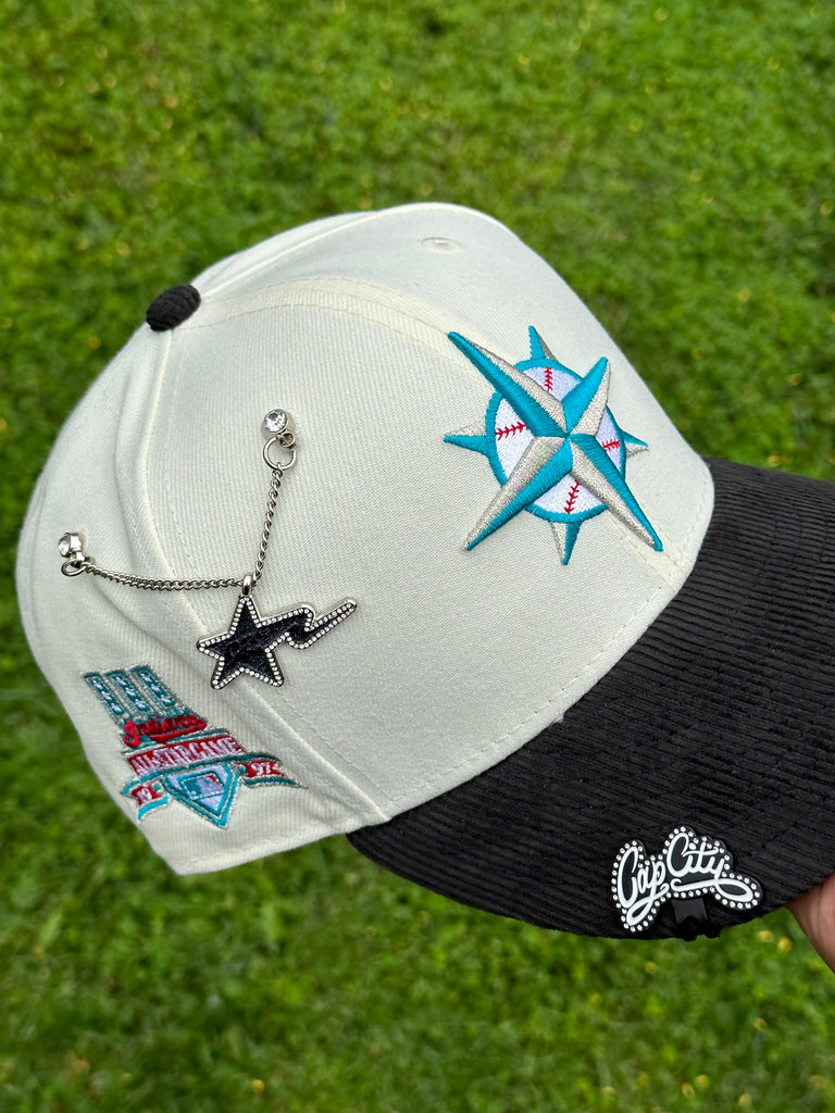 NEW ERA EXCLUSIVE 59FIFTY CHROME WHITE/CORDUROY SEATTLE MARINERS W/ 1997 ALL STAR GAME PATCH (RED UV)