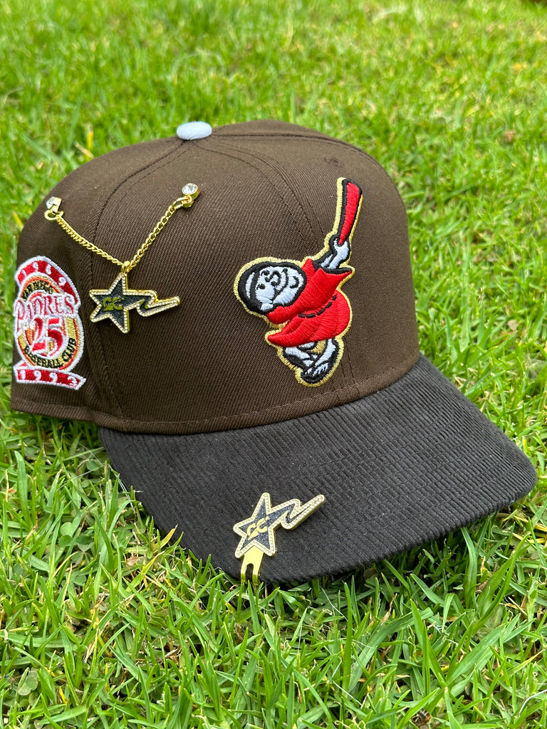 NEW ERA EXCLUSIVE 59FIFTY MOCHA/CORDUROY SAN DIEGO PADRES 25TH ANNIVERSARY PATCH (RED UV)