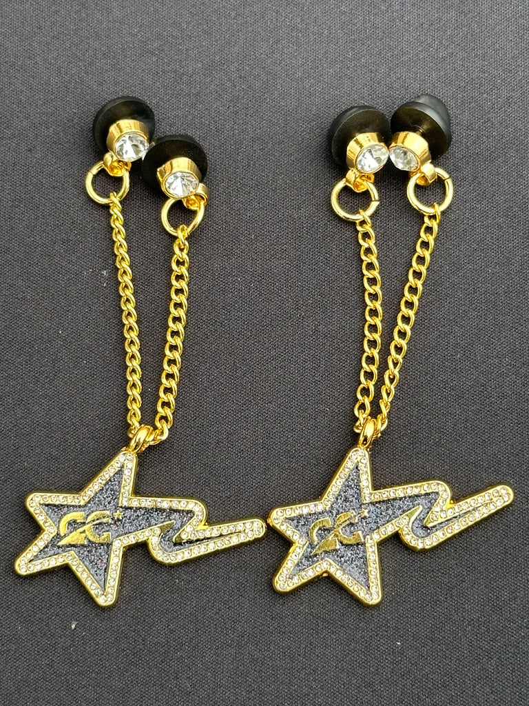 NEW* 2PACK GOLD STAR ICED OUT CAP CITY CHAINS W/ RHINESTONES VERY LIMITED