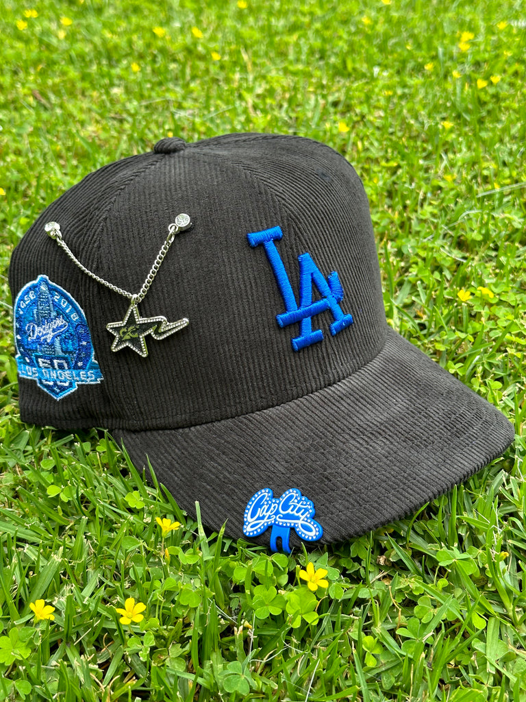 NEW ERA EXCLUSIVE 59FIFTY CORDUROY LOS ANGELES DODGERS W/ 60TH ANNIVERSARY PATCH (SKY BLUE UV)