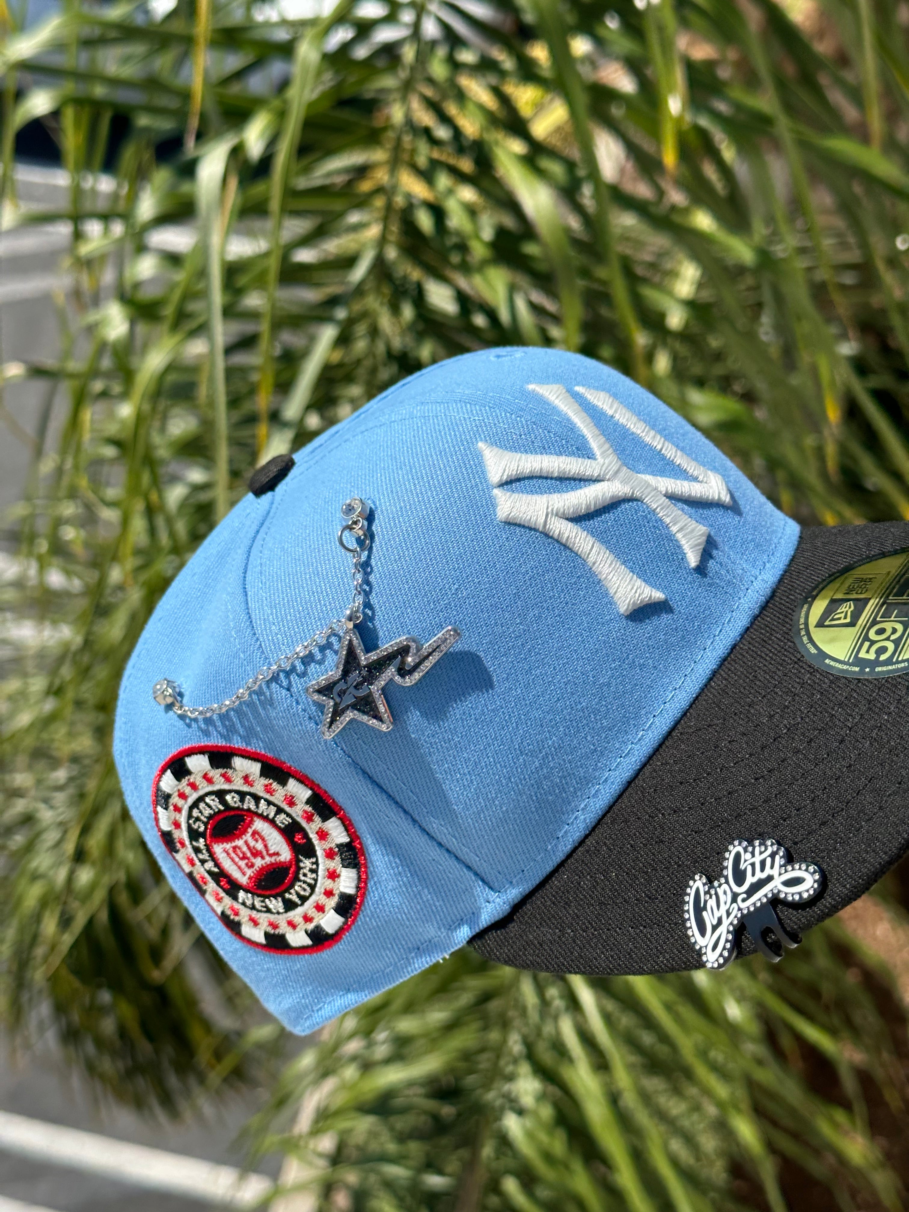 NEW ERA EXCLUSIVE 59FIFTY SKY BLUE/BLACK NEW YORK YANKEES W/ 1942 ALL STAR GAME SIDE PATCH