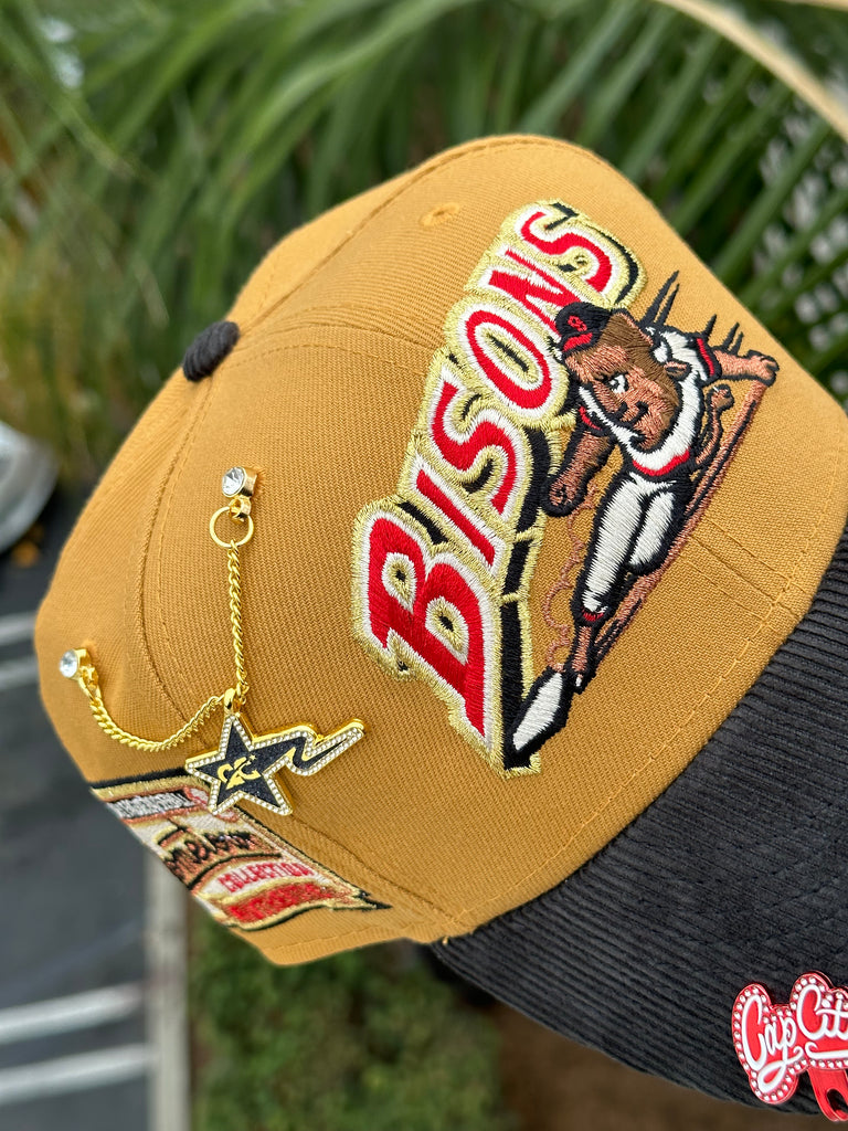 NEW ERA EXCLUSIVE 59FIFTY TAN/CORDUROY BUFFALO BISONS W/ HOMETOWN COLLECTION PATCH (RED UV)