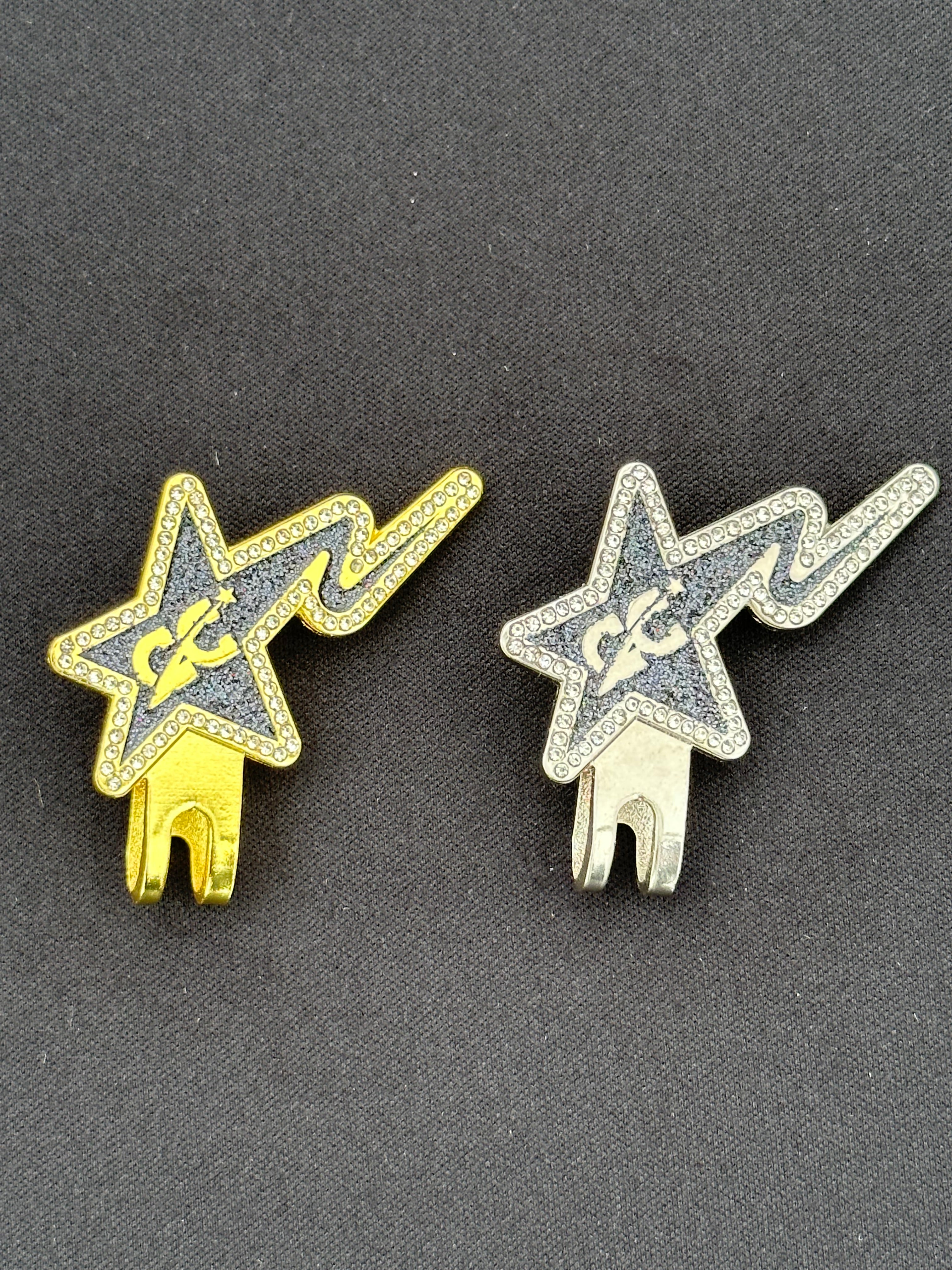 2PACK STAR ICED OUT CAP CITY BLIPS (GOLD & SILVER) W/ RHINESTONES