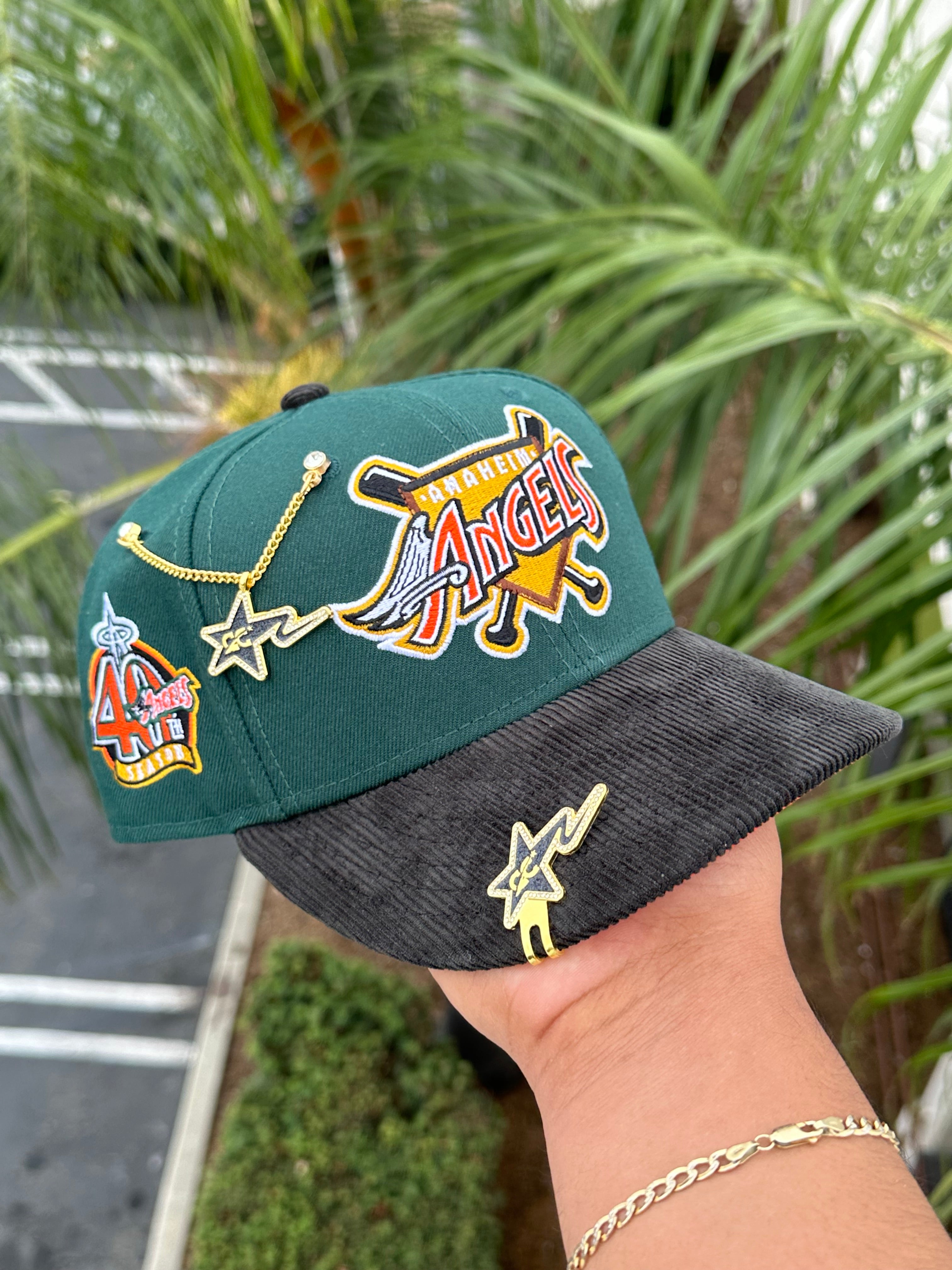 NEW ERA EXCLUSIVE 59FIFTY FOREST GREEN ANAHEIM ANGELS W/ 40TH ANNIVERSARY PATCH