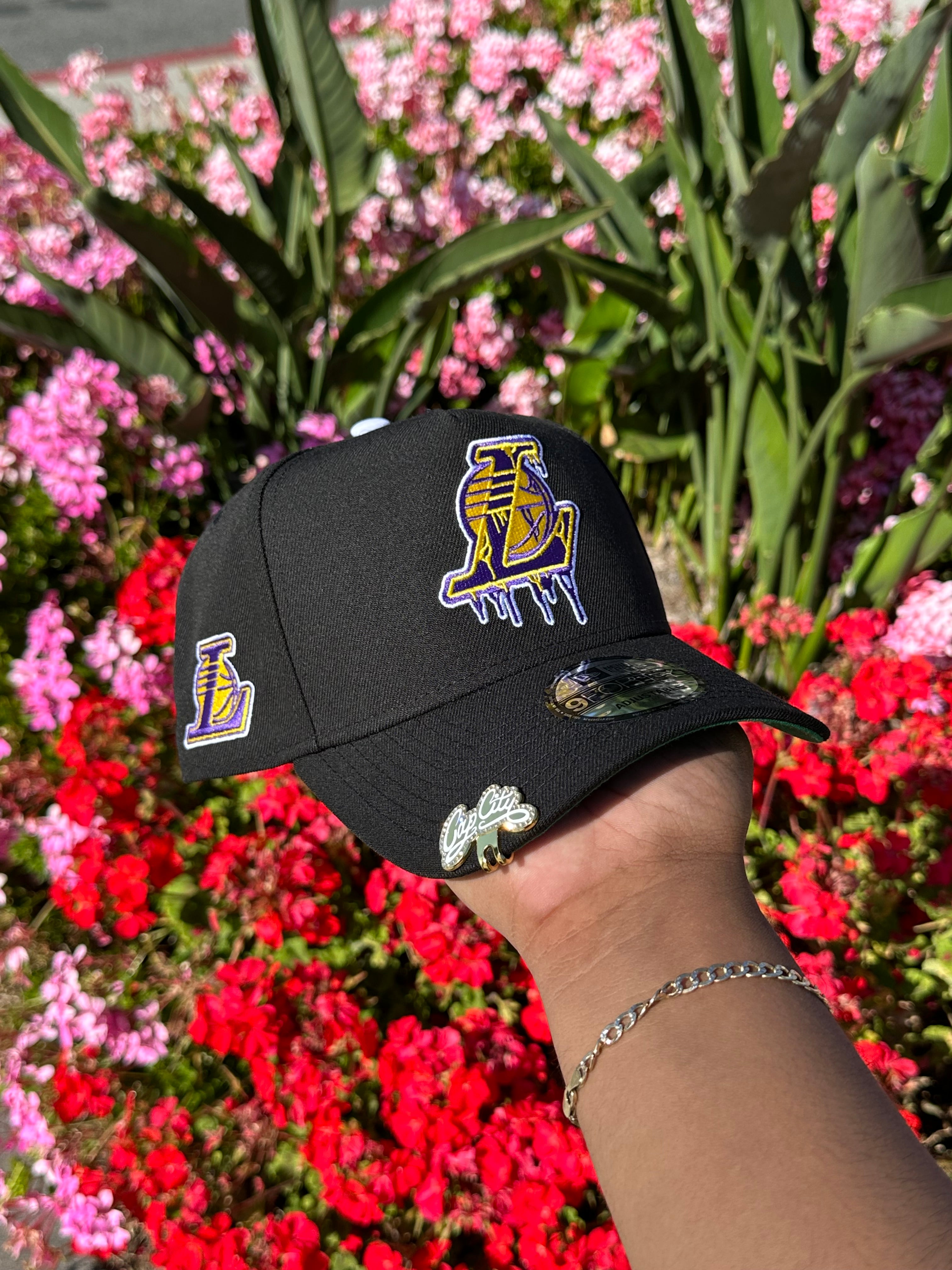 NEW ERA EXCLUSIVE 9FORTY A-FRAME BLACK LOS ANGELES LAKERS DRIP LOGO W/ LAKERS LOGO SIDE PATCH