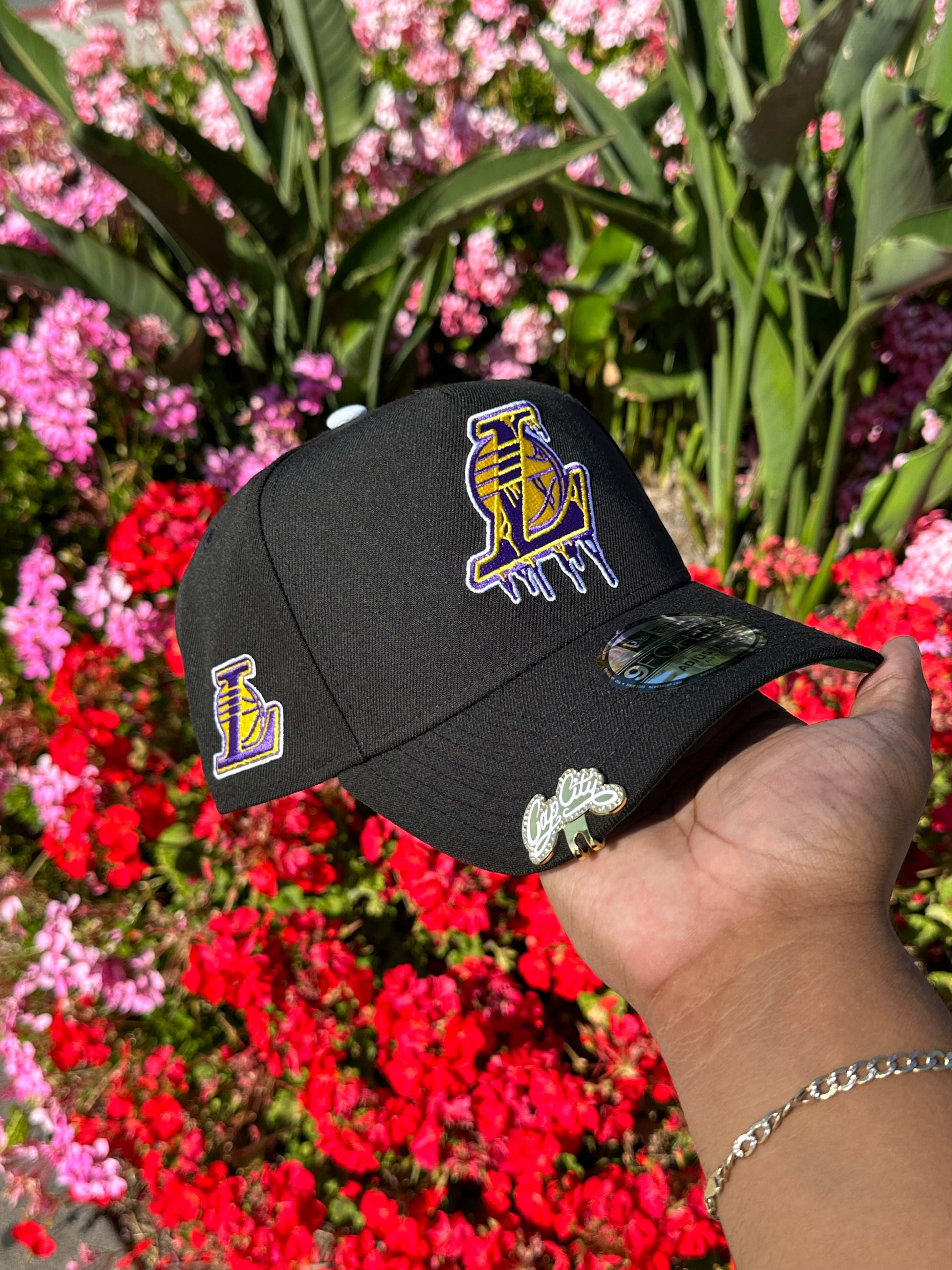 NEW ERA EXCLUSIVE 9FORTY A-FRAME BLACK LOS ANGELES LAKERS DRIP LOGO W/ LAKERS LOGO SIDE PATCH