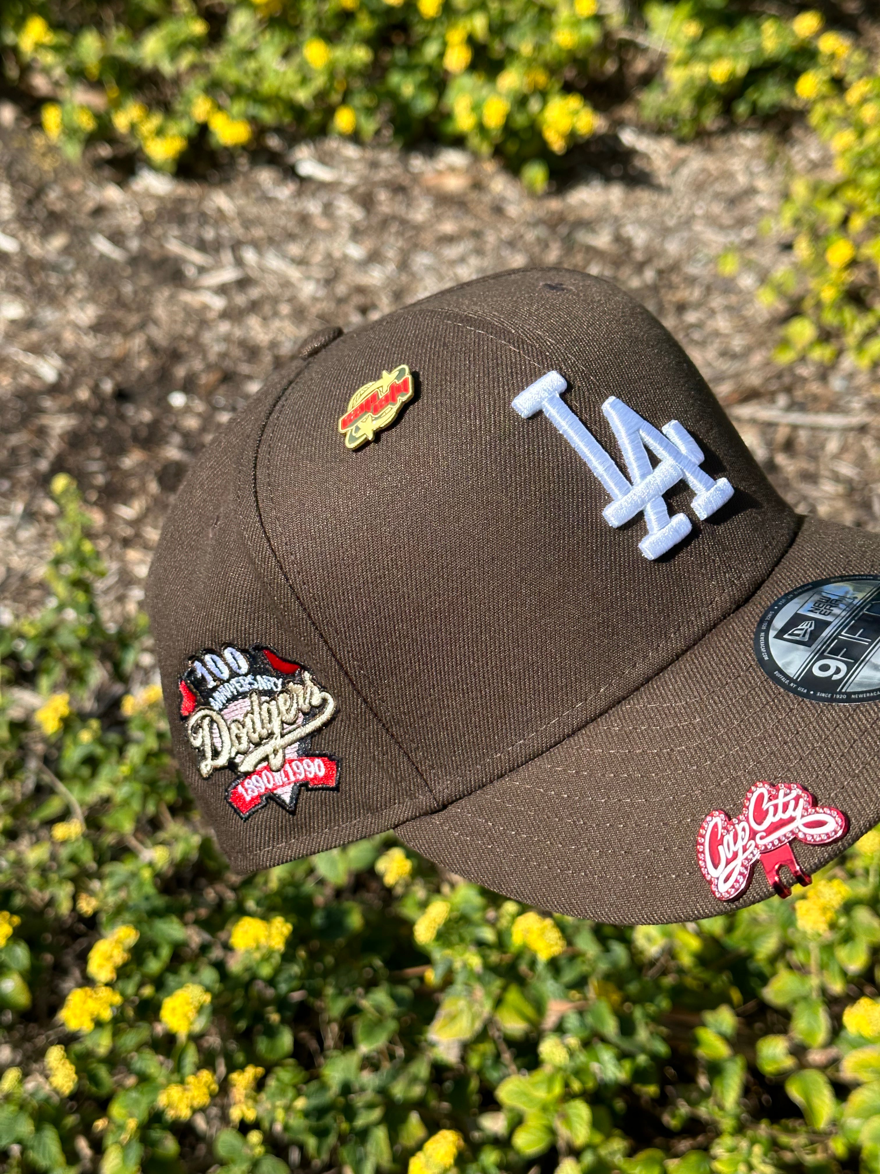 NEW ERA EXCLUSIVE 9FIFTY WALNUT BROWN LOS ANGELES DODGERS SNAPBACK W/ 100TH ANNIVERSARY PATCH