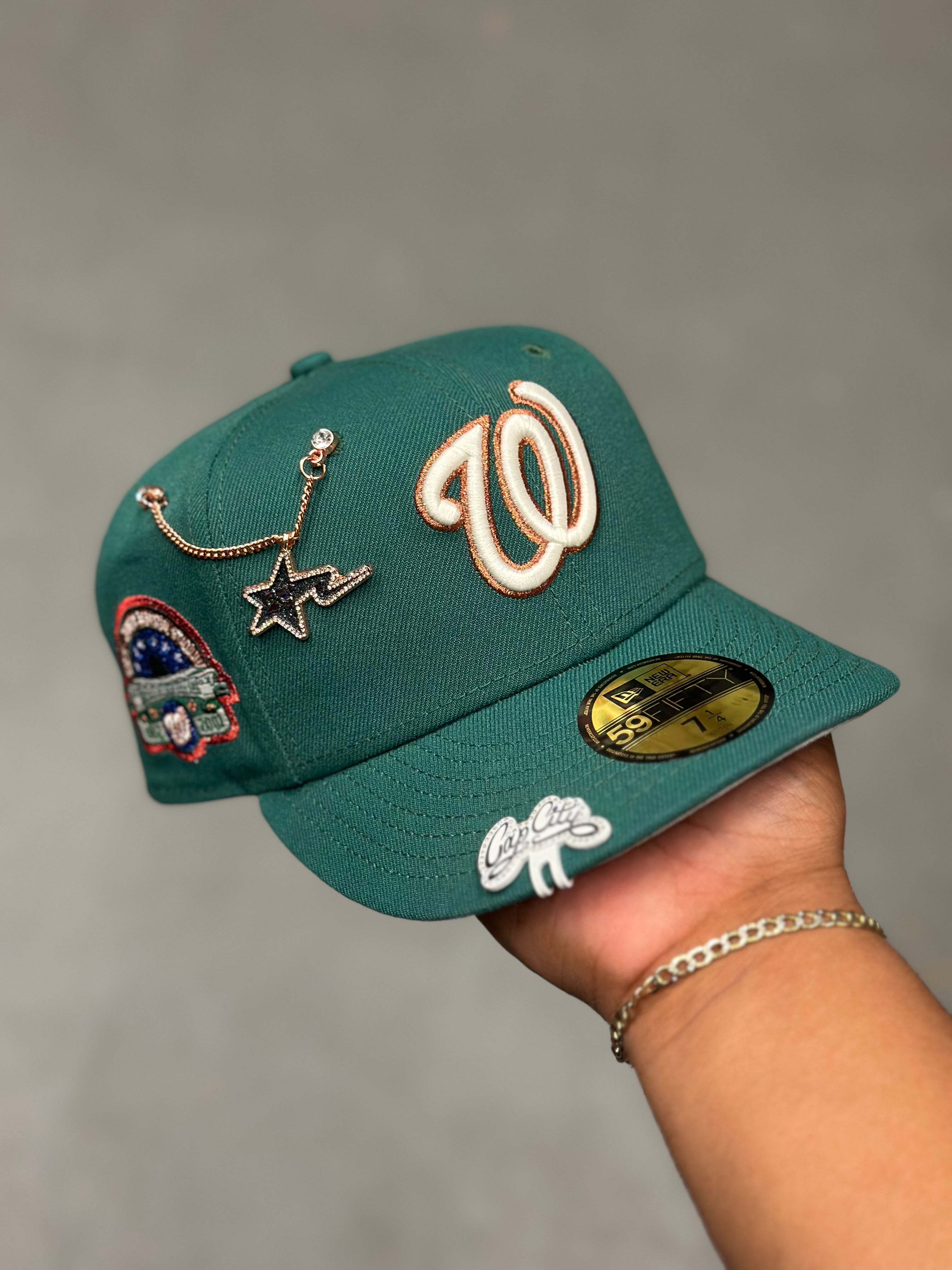 NEW ERA EXCLUSIVE 59FIFTY EMERALD GREEN WASHINGTON NATIONALS W/ 45TH ANNIVERSARY SIDE PATCH