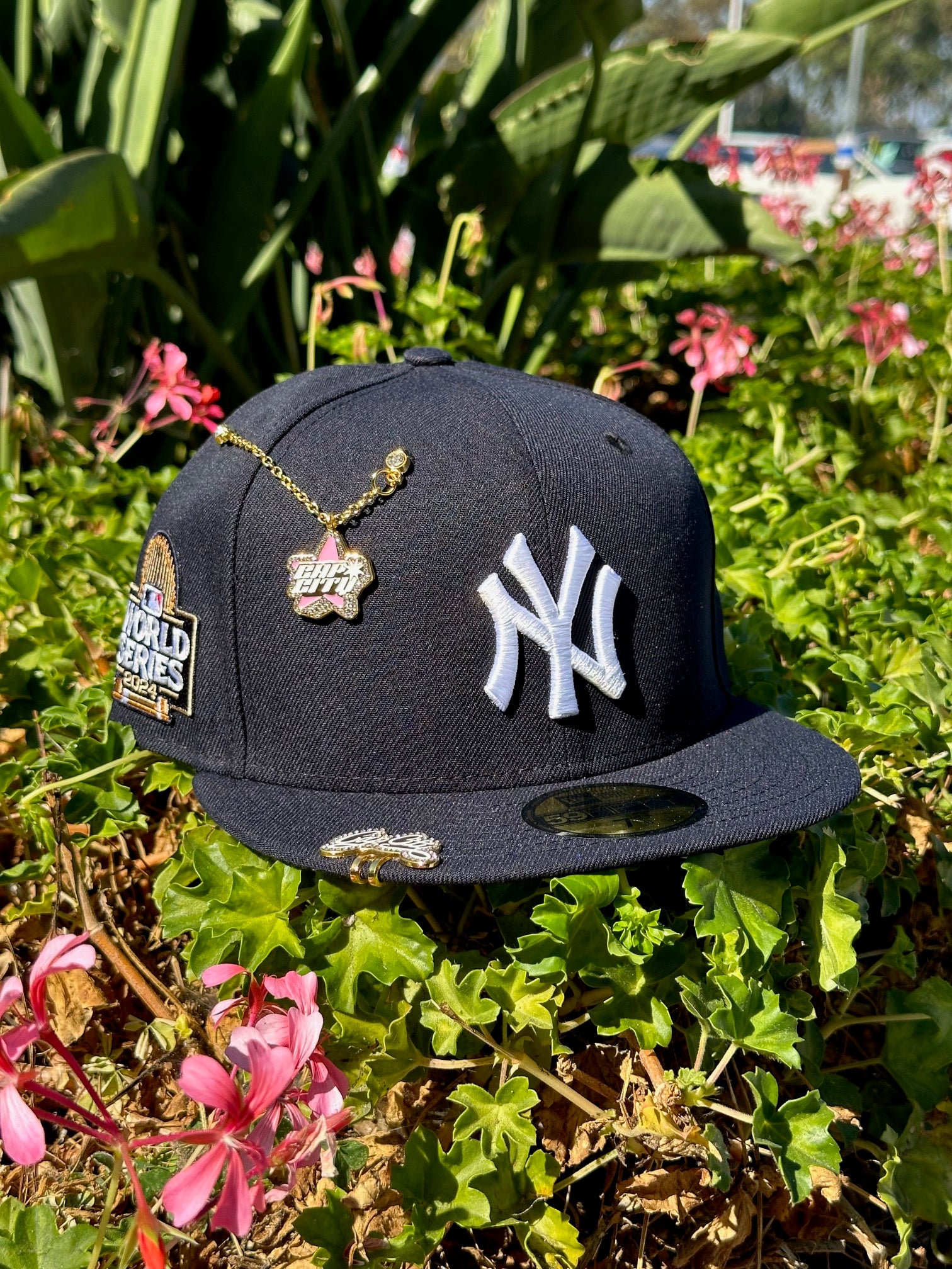 NEW ERA EXCLUSIVE 59FIFTY NAVY NEW YORK YANKEES W/ 2024 WORLD SERIES SIDE PATCH