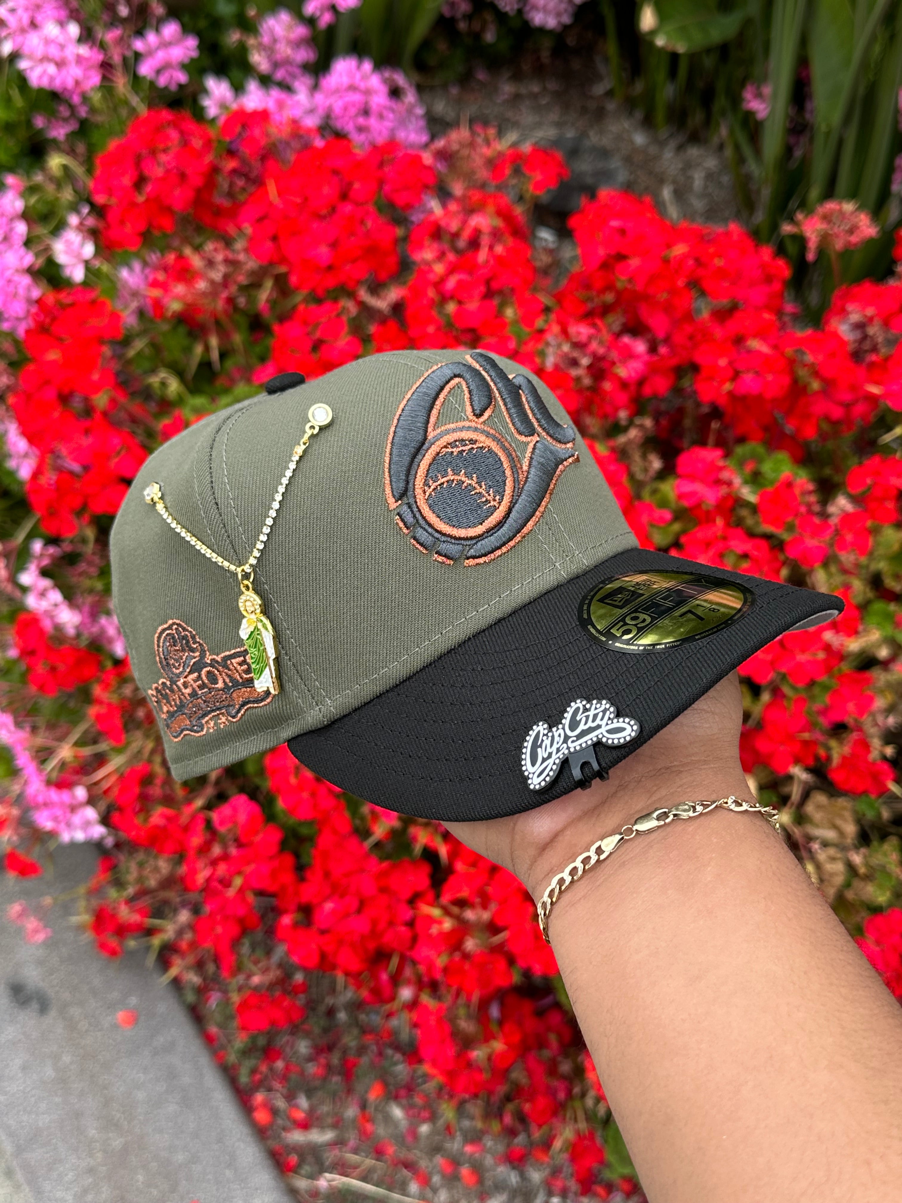 NEW ERA EXCLUSIVE 59FIFTY OLIVE GREEN/BLACK CHARROS DE JALISCO W/ CAMPEONES SIDE PATCH
