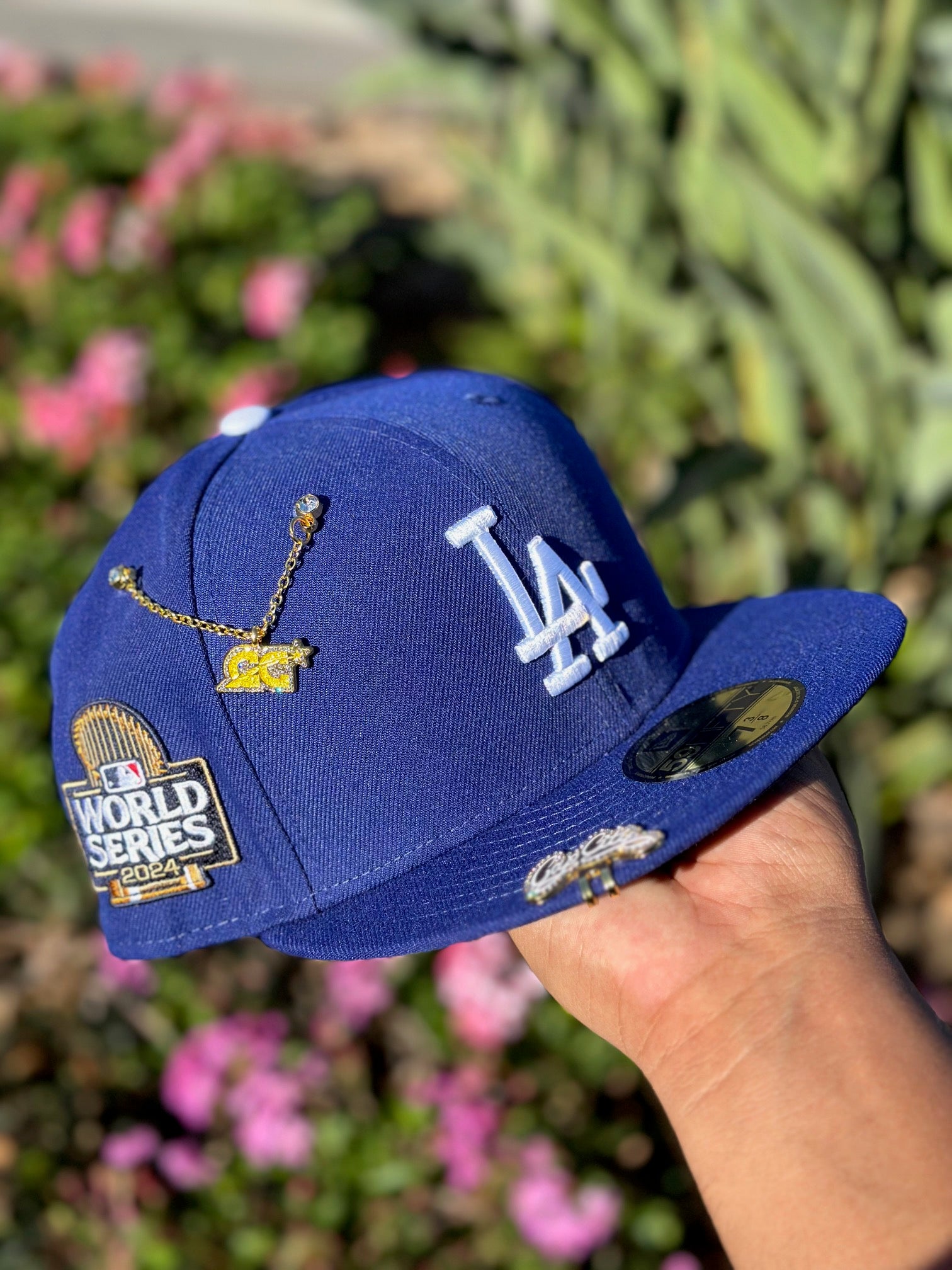 NEW ERA EXCLUSIVE 59FIFTY BLUE LOS ANGELES DODGERS W/ 2024 WORLD SERIES SIDE PATCH
